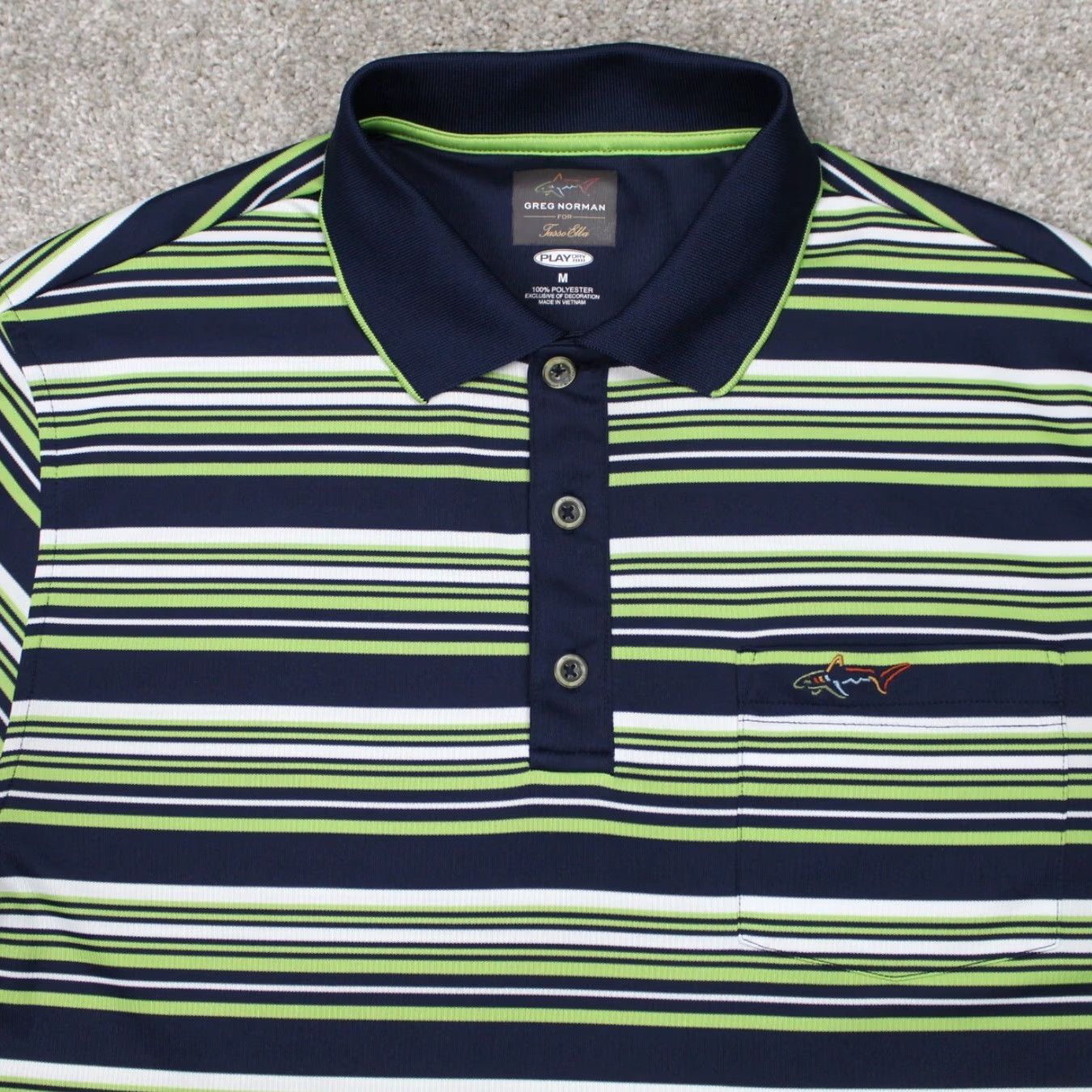 Tasso Elba Greg Norman for Tasso Elba Polo Shirt Mens Medium Green/Blue PlayDry S/S Pullover Size US M / EU 48-50 / 2 - 6 Thumbnail