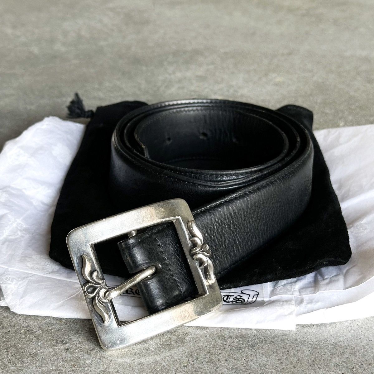 Chrome Hearts 1.5 OTJ Square Buckle Leather Belt