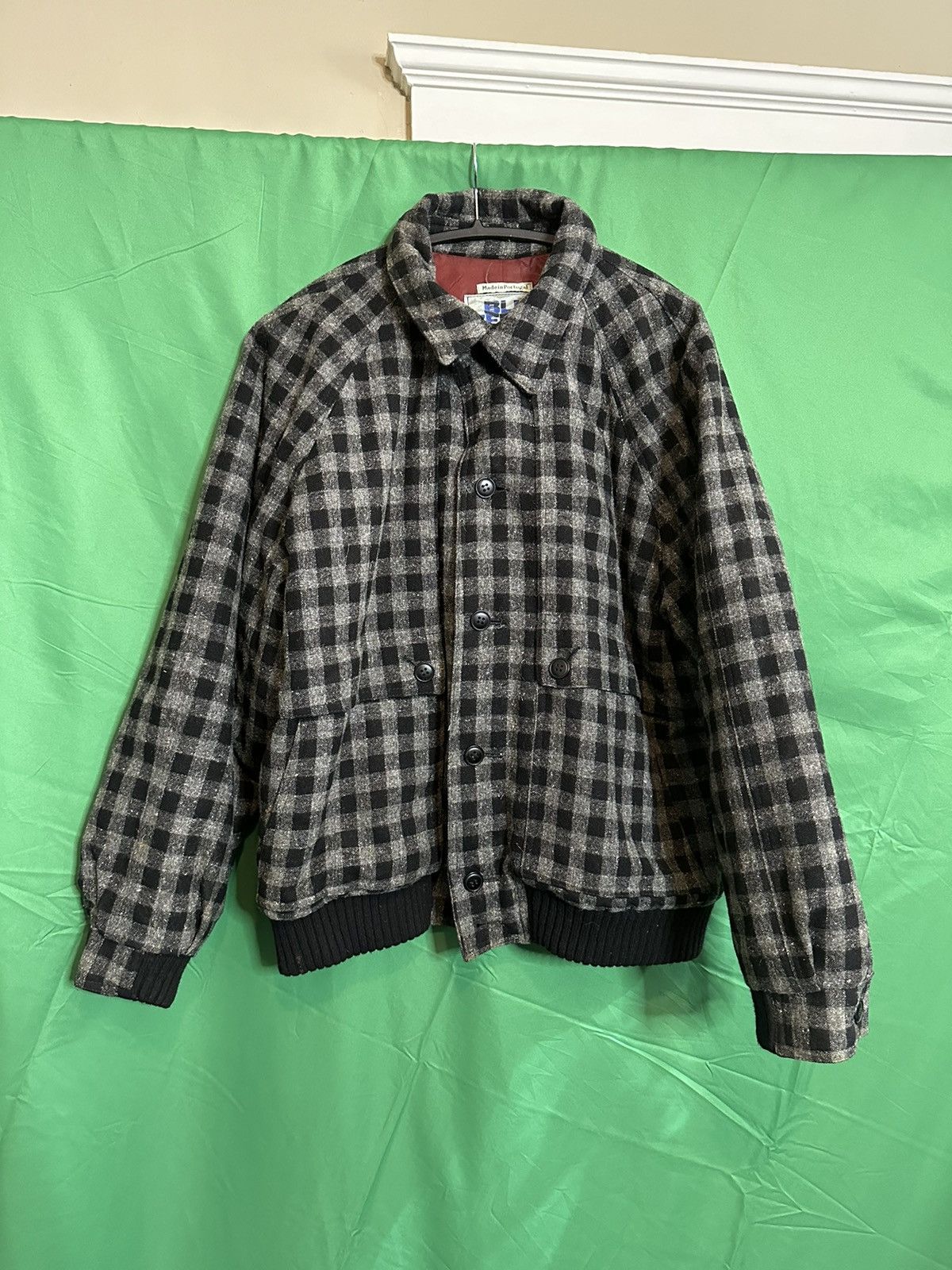 Designer 1970s vintage check cropped wool bomber / field jacket Size US XL / EU 56 / 4 - 1 Thumbnail