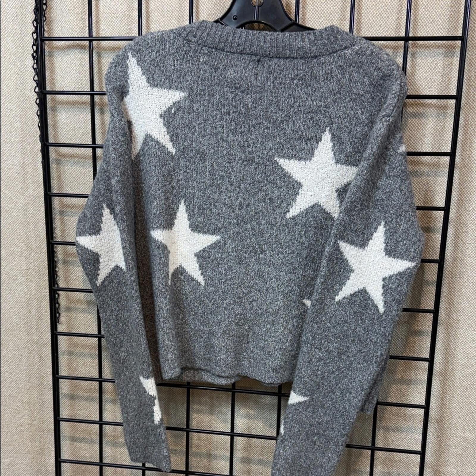 Other Hippie Rose Gray V-Neck Sweater with White Stars Size S / US 4 / IT 40 - 5 Thumbnail
