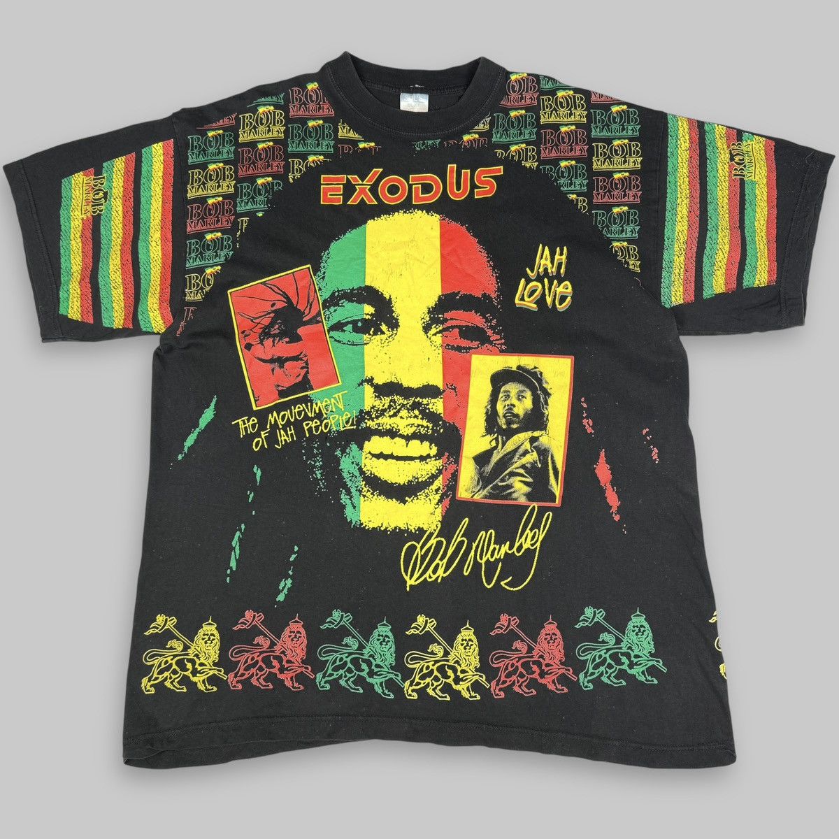 Bob Marley Vintage 90s Bob Marley Exodus Rare All Over Euro T Shirt Size US XXL / EU 58 / 5 - 1 Thumbnail