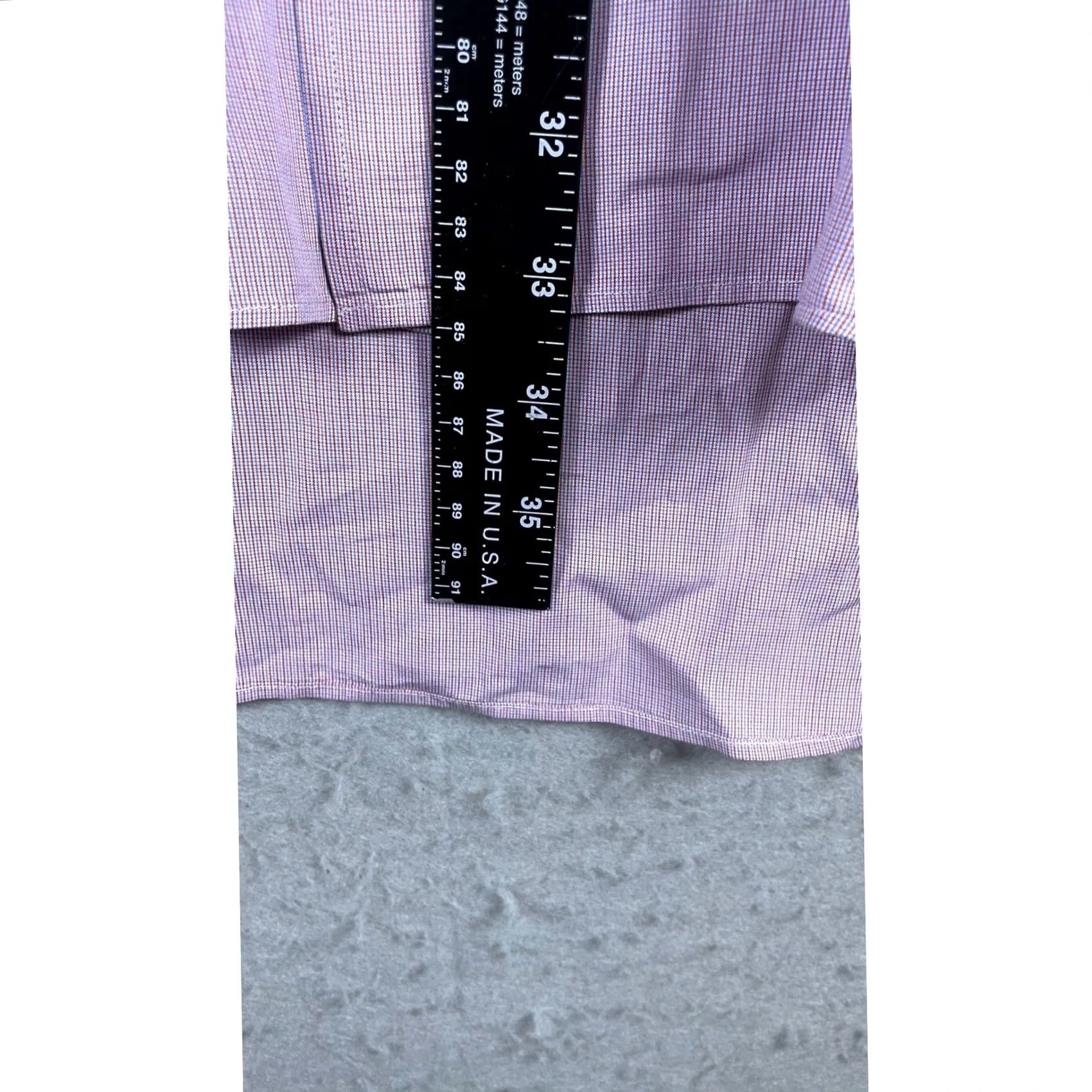 Vintage TM Lewin Mens Dress Shirt Purple Micro Check Regular Fit Cotton 17.5 Size 48R - 4 Thumbnail