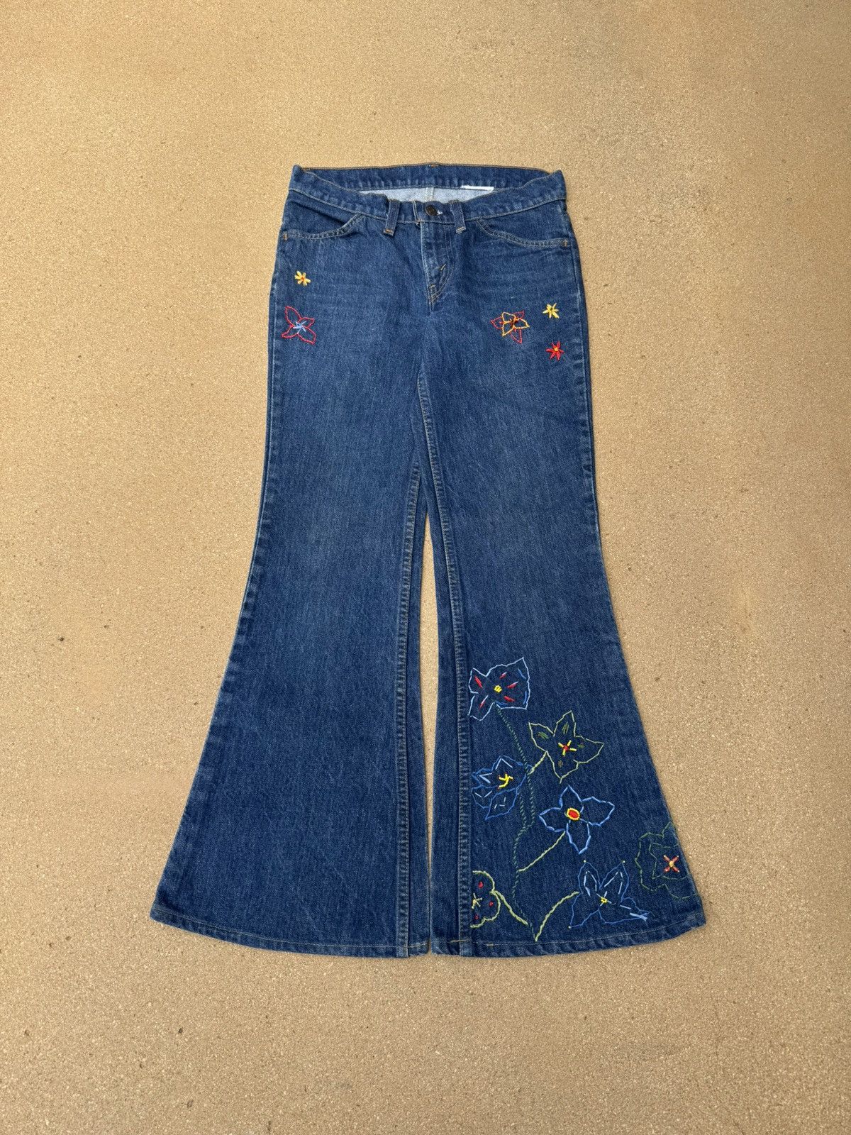 Levi's Vtg 80’s Levi’s 684 Orange Tab Bellbottom Floral Jeans 28x29 Size US 28 / EU 44 - 1 Thumbnail