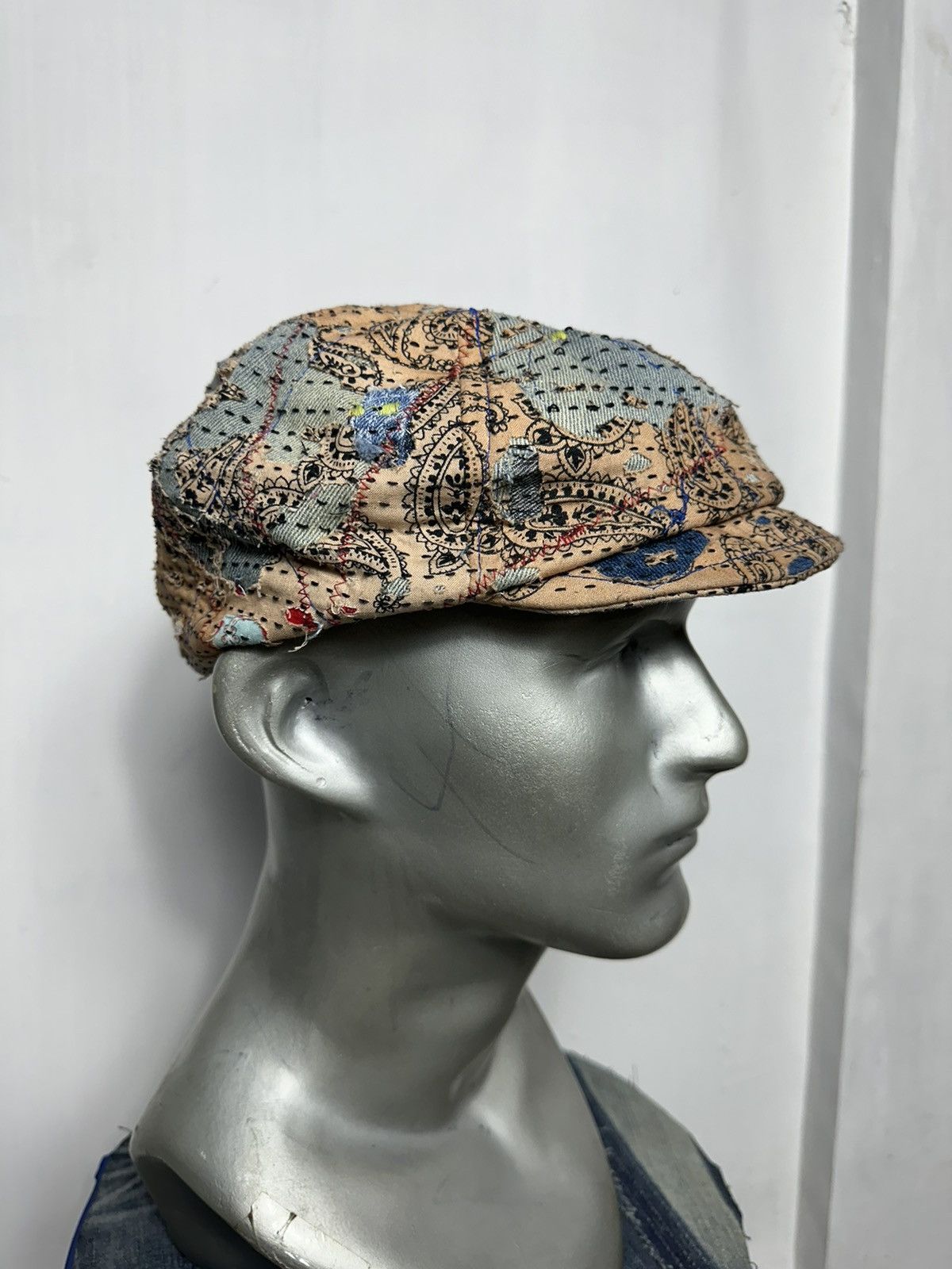 Handmade Custom Made Distressed Paisley Boro Patchwork Newsboy hats Size ONE SIZE - 7 Thumbnail