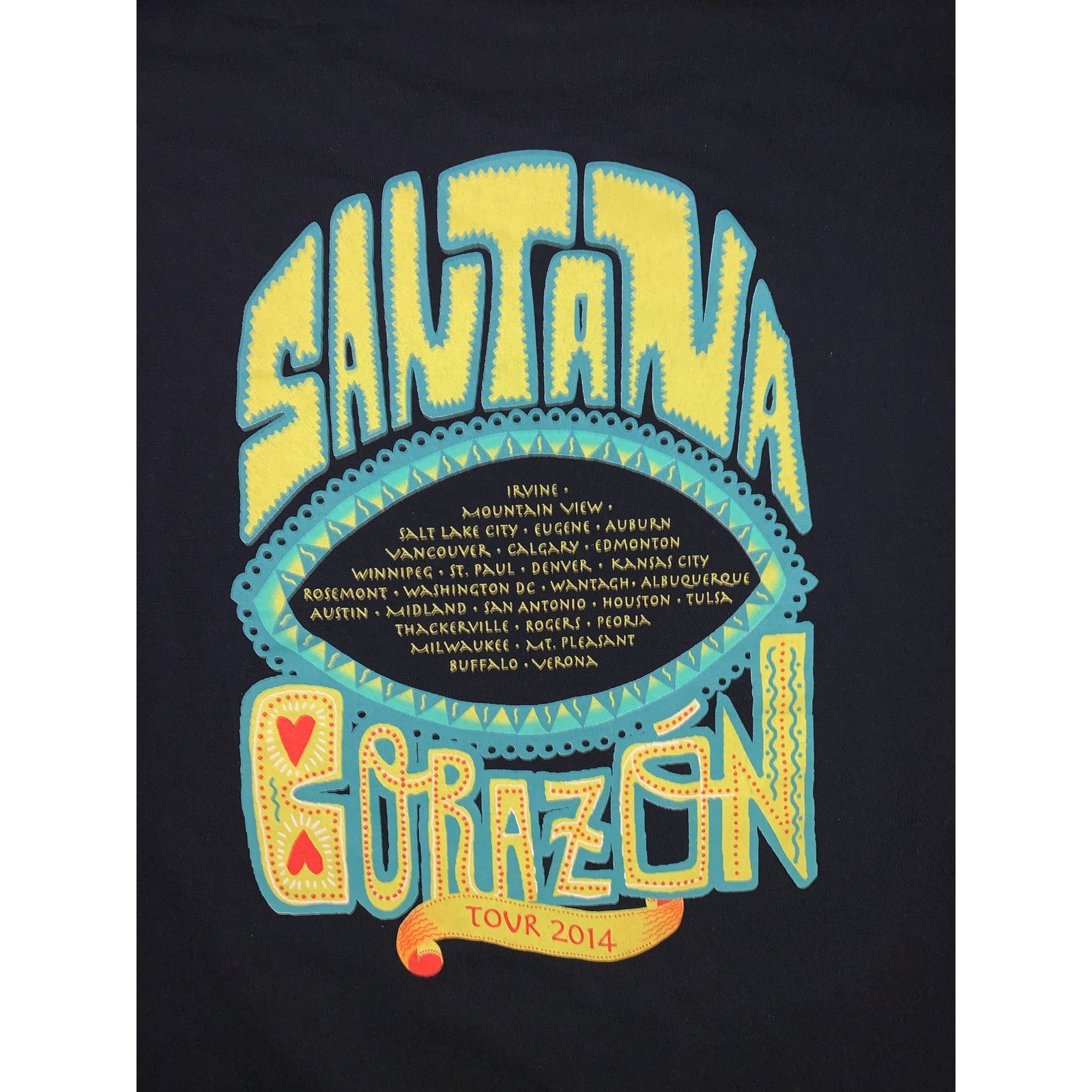 Band Tees Santana Corazon Tour 2014 T Shirt XL Psychedelic Black Size US XL / EU 56 / 4 - 3 Thumbnail