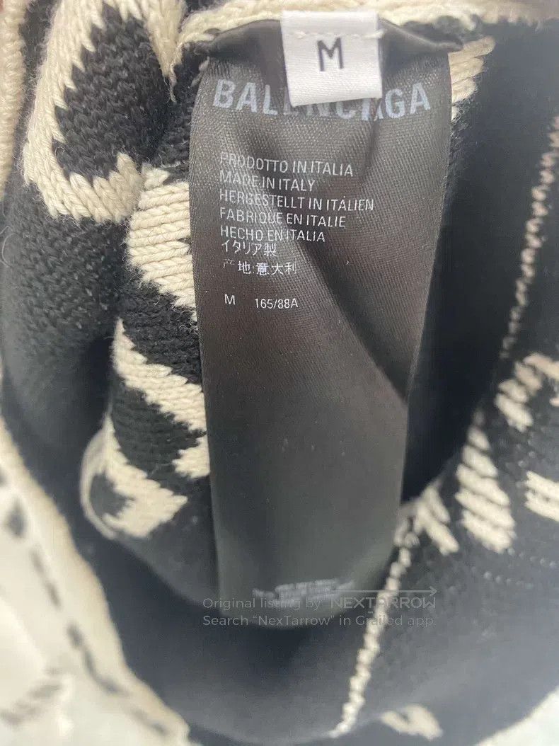 Balenciaga Balenciaga Beige Barrage Printed Logo Knit Sweater Size US M / EU 48-50 / 2 - 4 Thumbnail