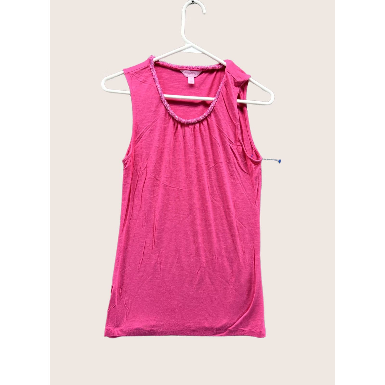 Lilly Pulitzer Lilly Pulitzer Tank Womens Small Beaded Scoop Neck Sleeveless Jersey Pink Tank Top Womens Small Beaded Scoop Neck Sleeveless Jersey Pink Size S / US 4 / IT 40 - 1 Thumbnail