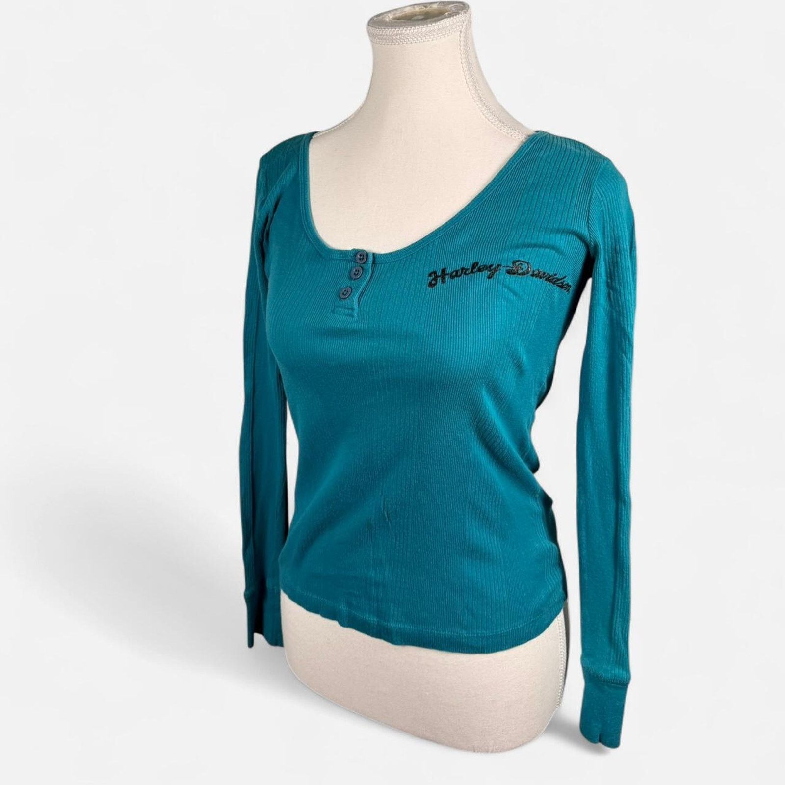 Harley Davidson Harley davidson turquoise long sleeve Size XS / US 0-2 / IT 36-38 - 1 Thumbnail
