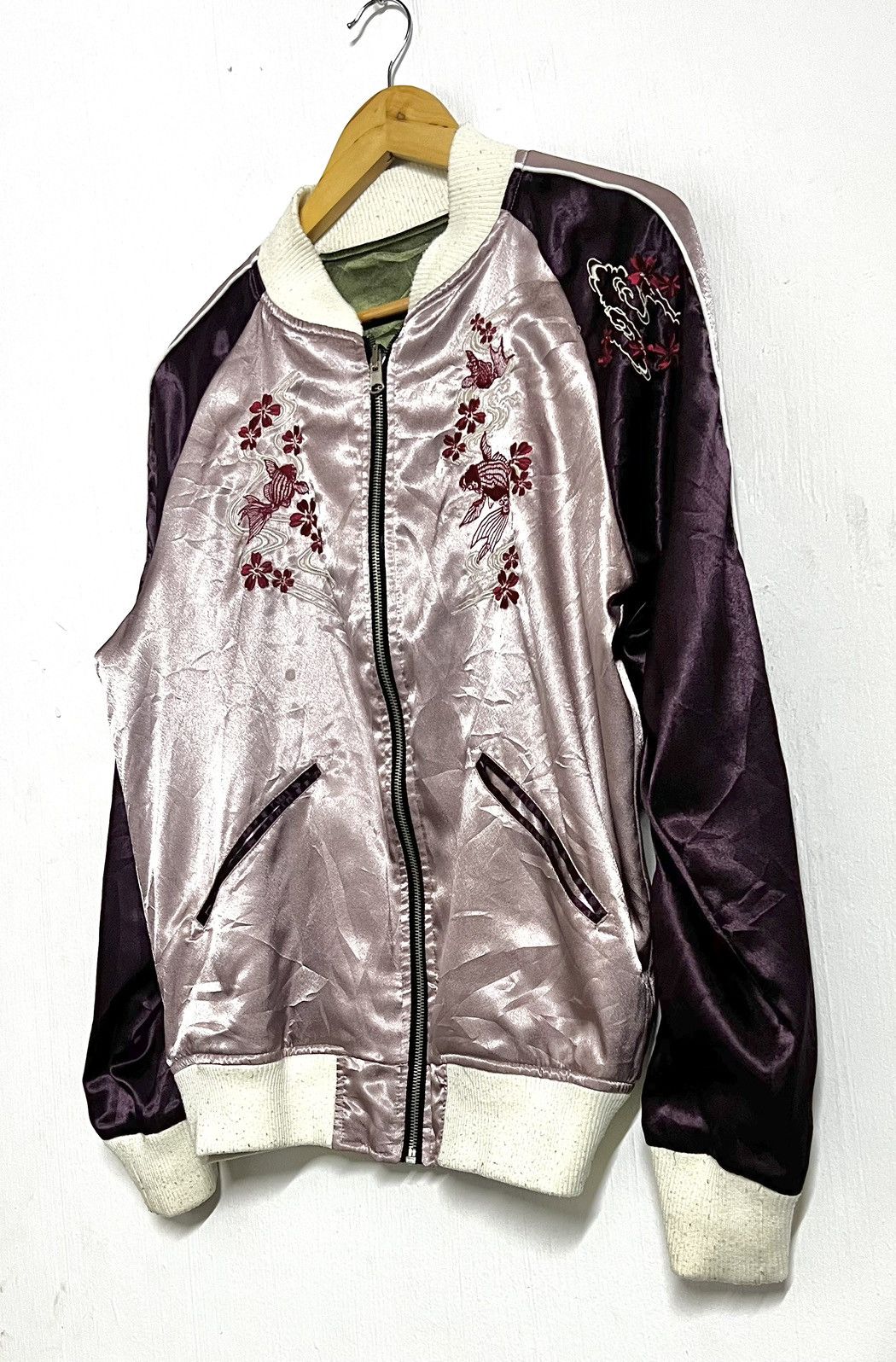 Japanese Brand × Takeo Kikuchi × Vintage 🔥HOT DROPS🔥 Koi sateen reversible souvenir jacket Size US L / EU 52-54 / 3 - 8 Thumbnail