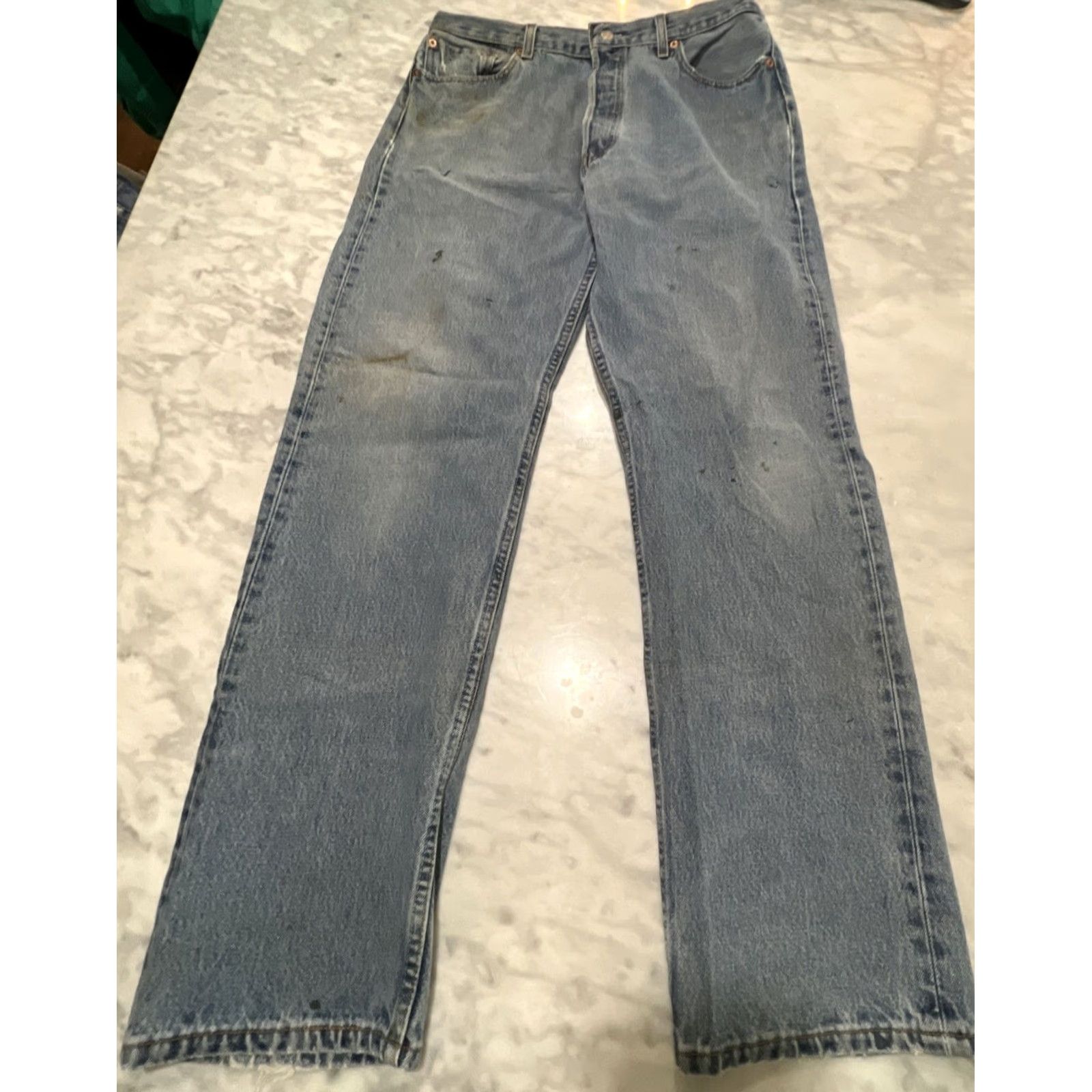 Levi's VINTAGE Levi’s 501 Jeans Men 34x31 Button Fly Blue Fade Thrash USA Jeans Men 34x31 Blue Size US 34 / EU 50 - 3 Thumbnail