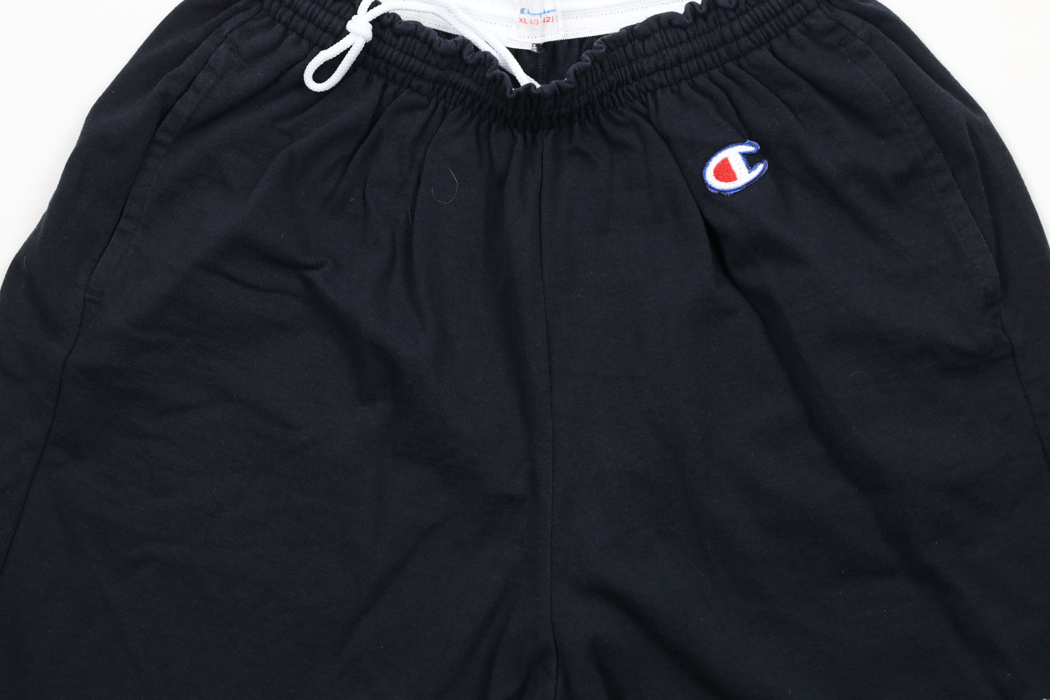 Champion × Vintage Vintage 90s Champion Spell Out Above Knee Shorts Black Size US 36 / EU 52 - 3 Thumbnail