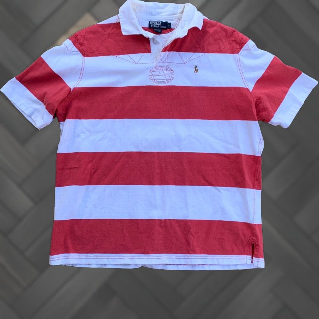 Vintage **Polo by Ralph Lauren L Size Bold Striped Short Sleeve Rugby Shirt** User: **Ralph Lauren L Size Bold Striped Short Sleeve Rugby Polo** Size US L / EU 52-54 / 3 - 1 Thumbnail