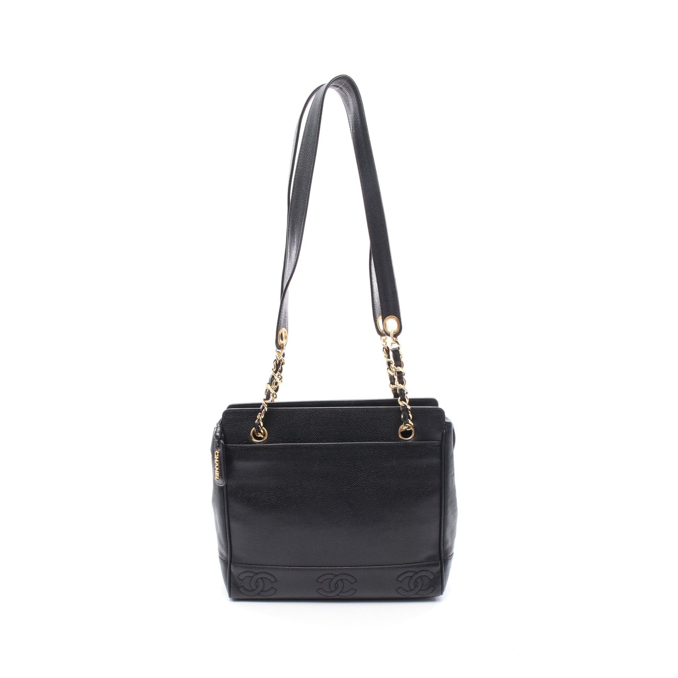 Chanel Chanel Triple Coco Mark Chain Shoulder Bag Caviar Skin Black Gold Hardware Size ONE SIZE - 1 Thumbnail