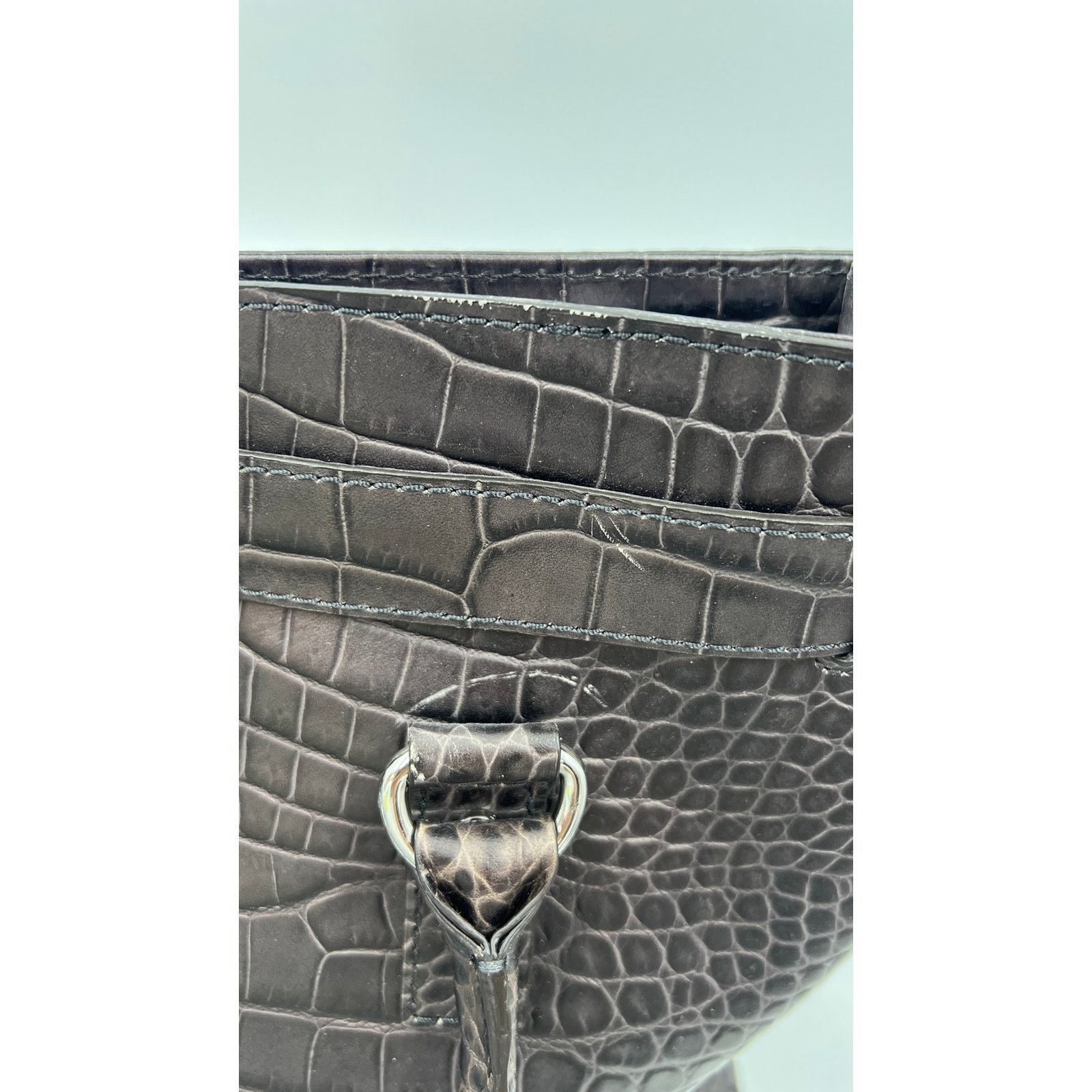 Michael Kors Michael Kors Hamilton Tote Gray Croco Embossed Leather Bag Size ONE SIZE - 3 Thumbnail