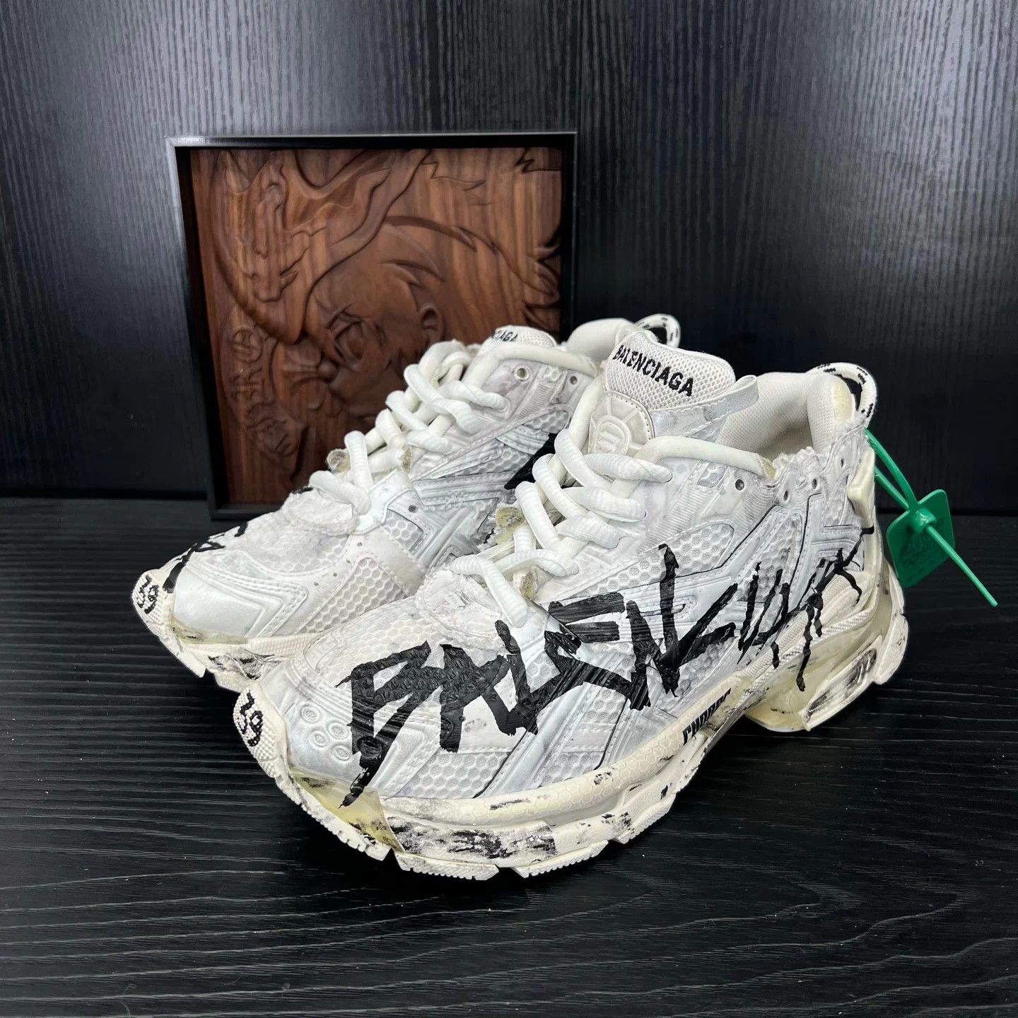 Balenciaga Balenciaga Runner Distressed Black & White Like New Size US 6 / EU 39 - 1 Thumbnail