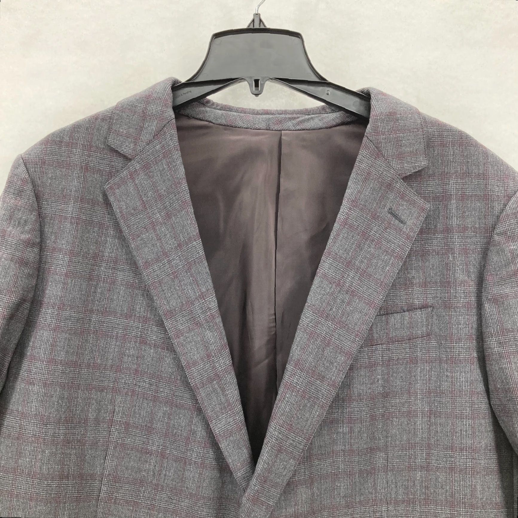 Bonobos Bonobos Blazer Sport Coat Mens 48 Gray Plaid Wool Stretch Tollegno 1900 Italy Size 48R - 2 Thumbnail
