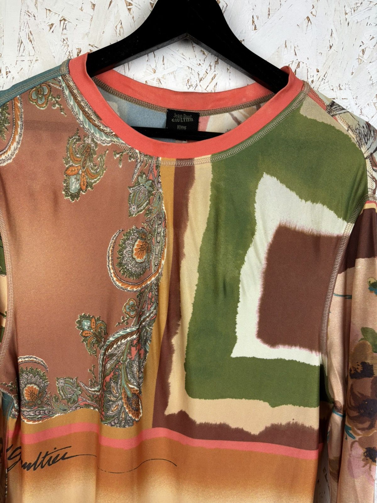Jean Paul Gaultier Jean Paul Gaultier Patchwork Stretch Long Sleeve Top 48 M Size US M / EU 48-50 / 2 - 2 Thumbnail