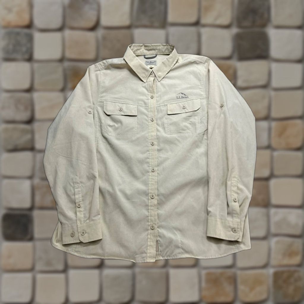 Vintage L.L.Bean Shirt Womens 1X Beige Button Up Shirt Womens 1X Beige Button Up Size XL / US 12-14 / IT 48-50 - 1 Thumbnail