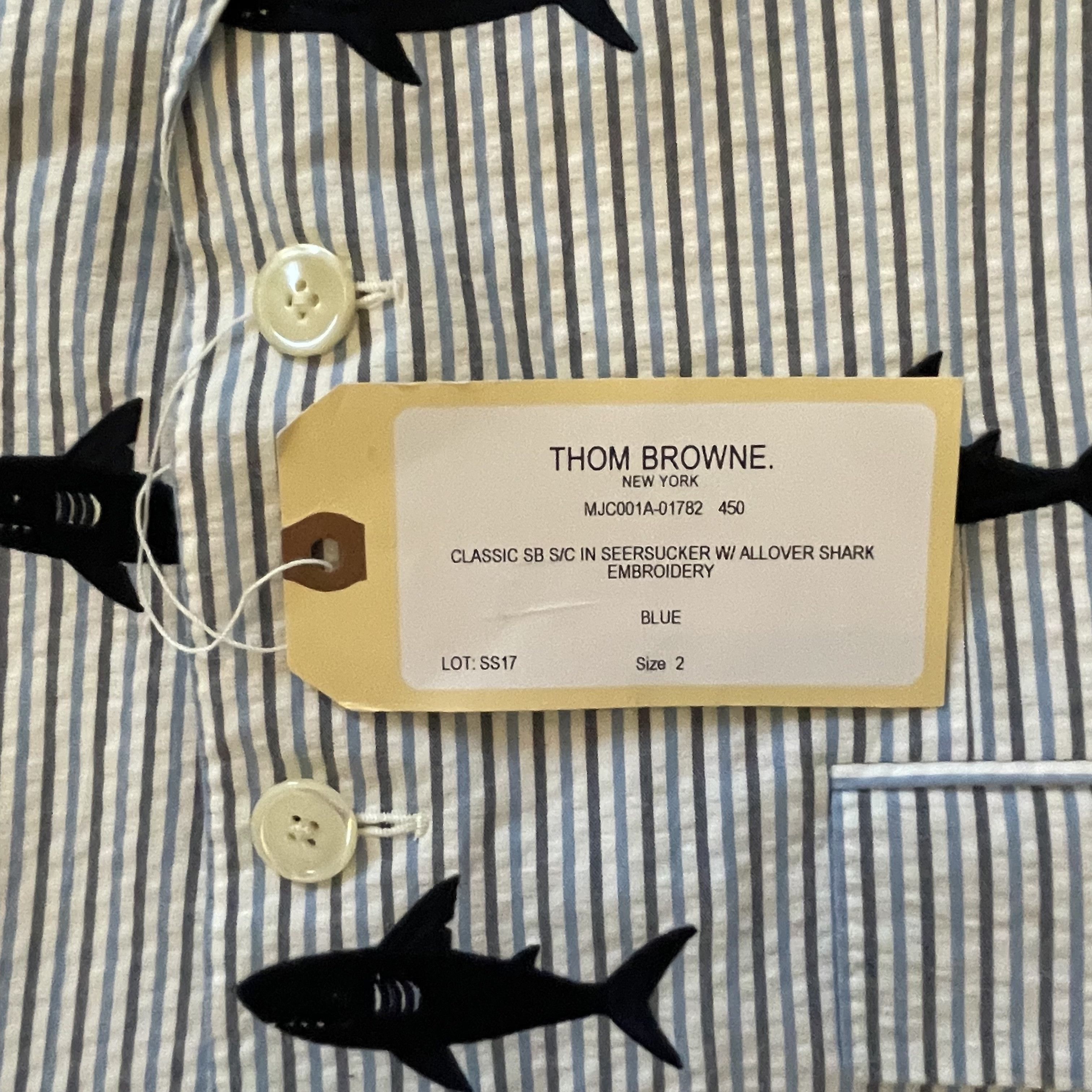 Thom Browne Thom Browne Seersucker Blazer with embroidered Sharks (NWT) Size 38R - 15 Thumbnail