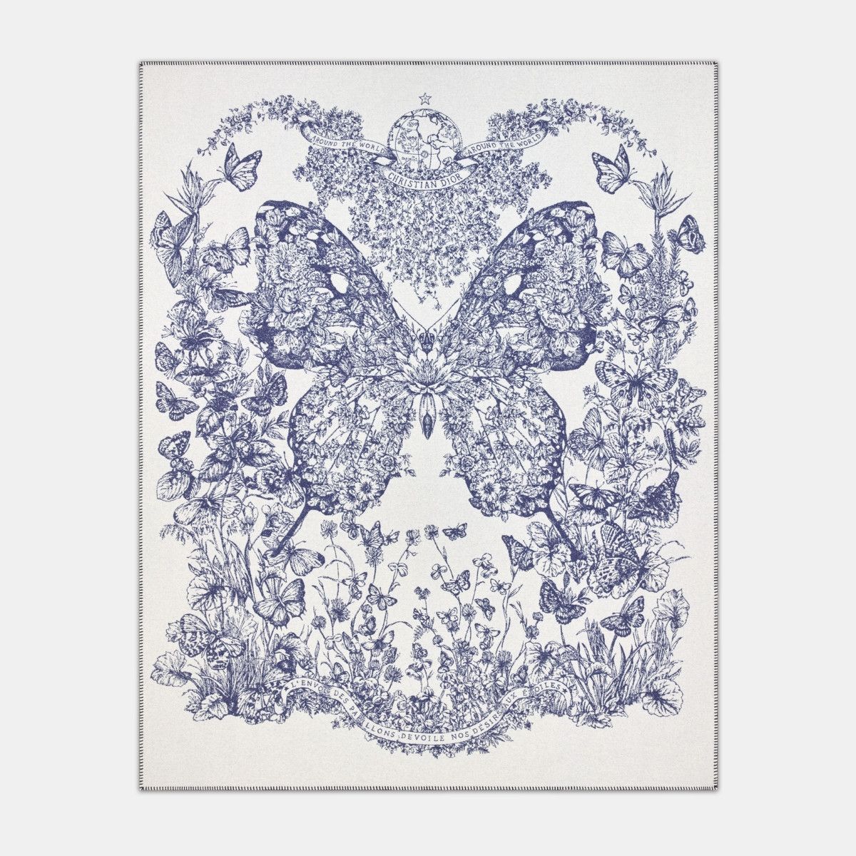 Dior o1bcso1str0226 Size:OS/The World Blanket in White/Blue Size ONE SIZE - 1 Thumbnail