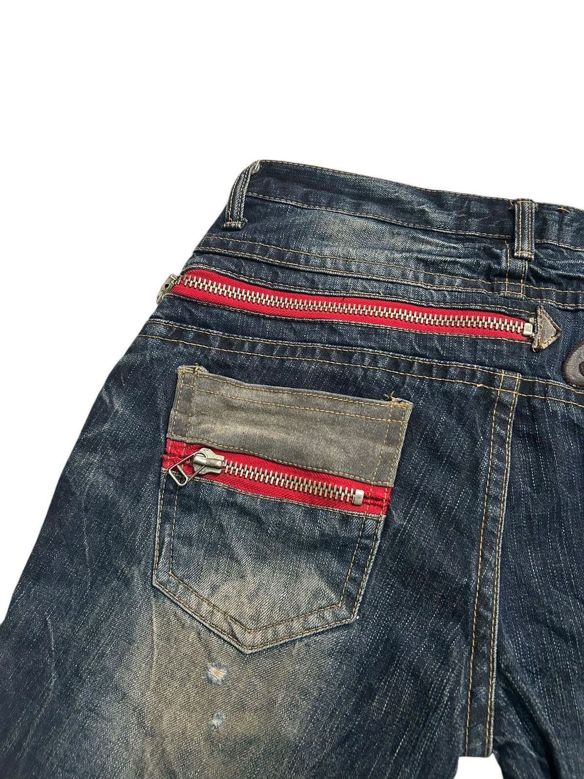 If Six Was Nine × KMRii × Le Grande Bleu (L.G.B.) Vintage Lolita Distressed Mud Wash Punk Style Denim Rare 🎌☠️☠️ Size US 34 / EU 50 - 4 Thumbnail