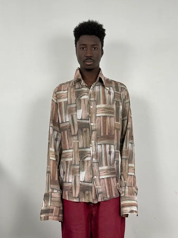 Dolce & Gabbana SS2002 Dolce & Gabbana Beige & Brown Abstract Shirt Size US L / EU 52-54 / 3 - 3 Thumbnail