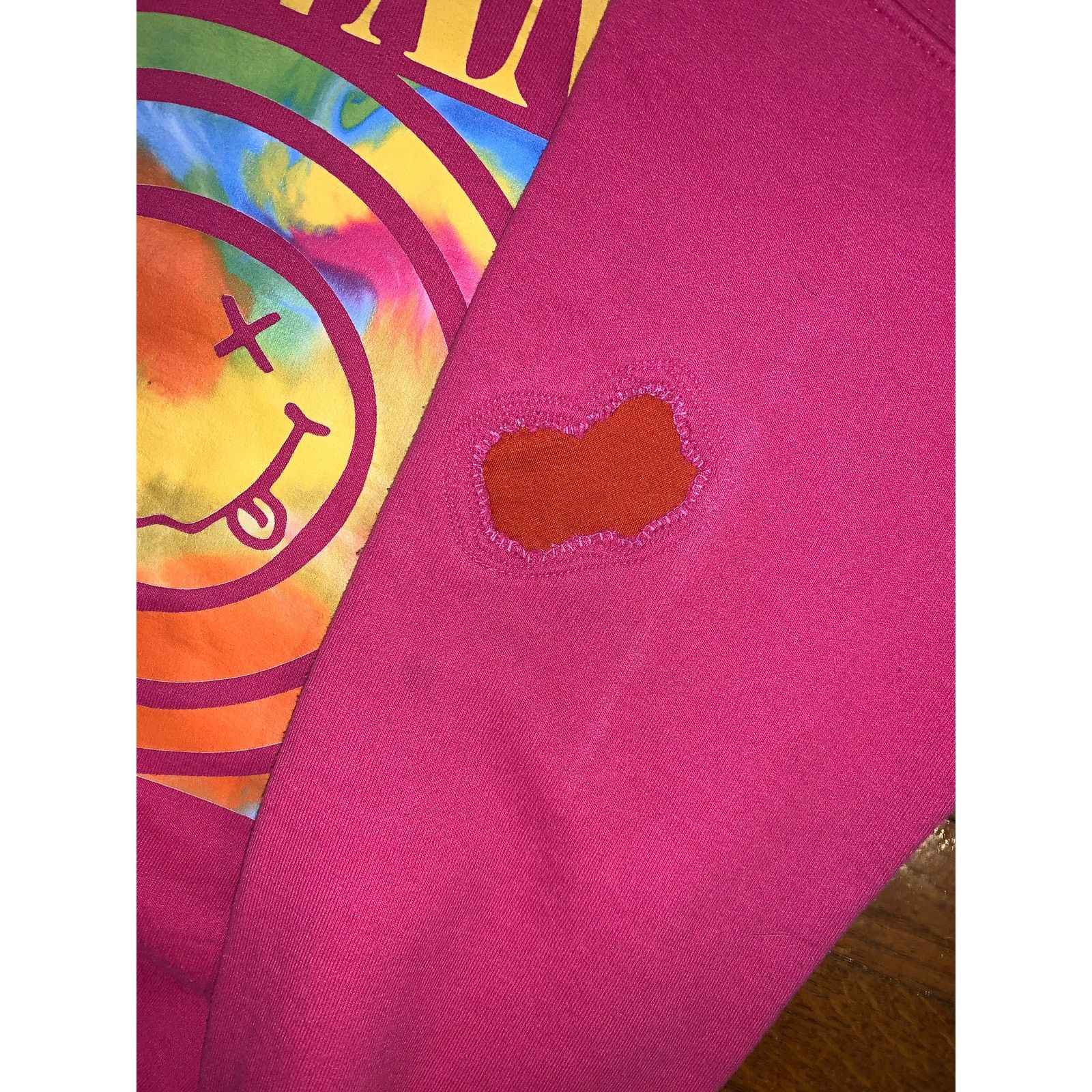 Band Tees × Gildan Nirvana Pink Tie Dye Smiley Sweatshirt Womens Small Grunge Size S / US 4 / IT 40 - 7 Thumbnail