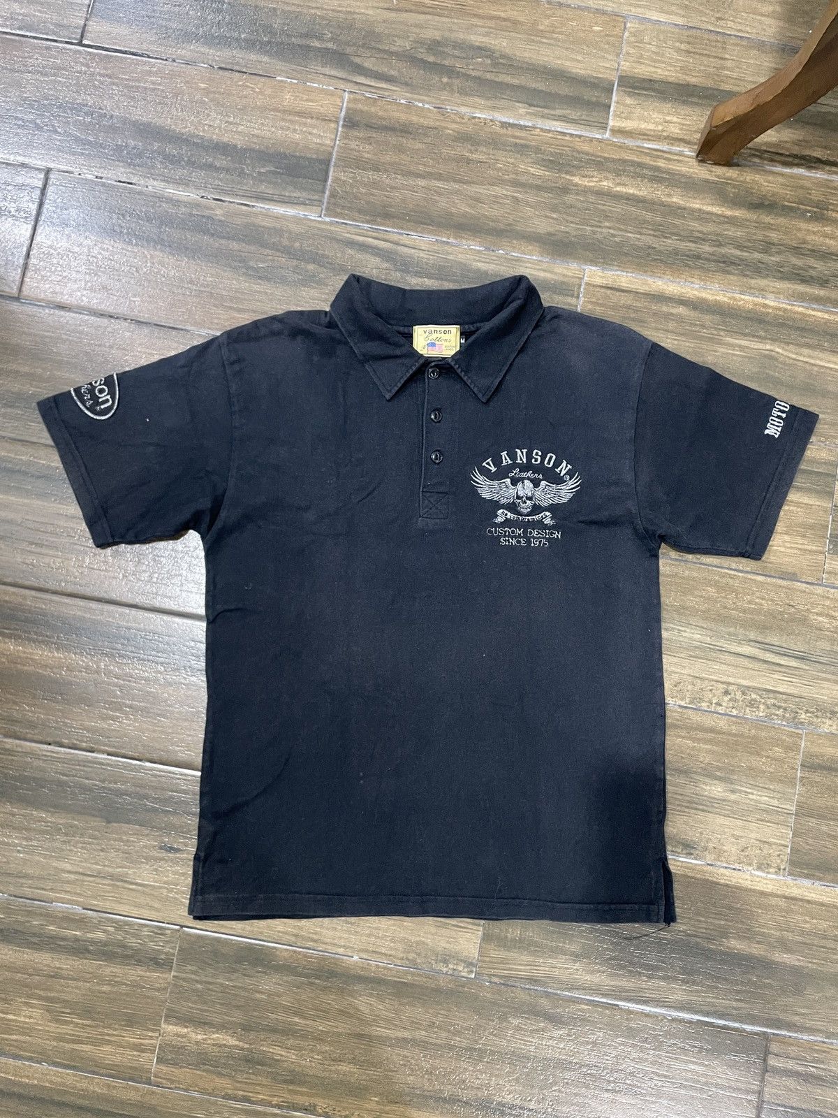 Japanese Brand Vanson Leather embroidery sun faded polo tee Size US M / EU 48-50 / 2 - 2 Thumbnail