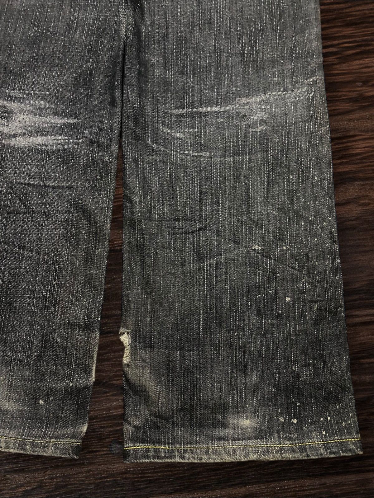 Japanese Brand Edwin 503 Denim Acid Wash Stain Distressed Loose Jeans Size US 30 / EU 46 - 12 Thumbnail