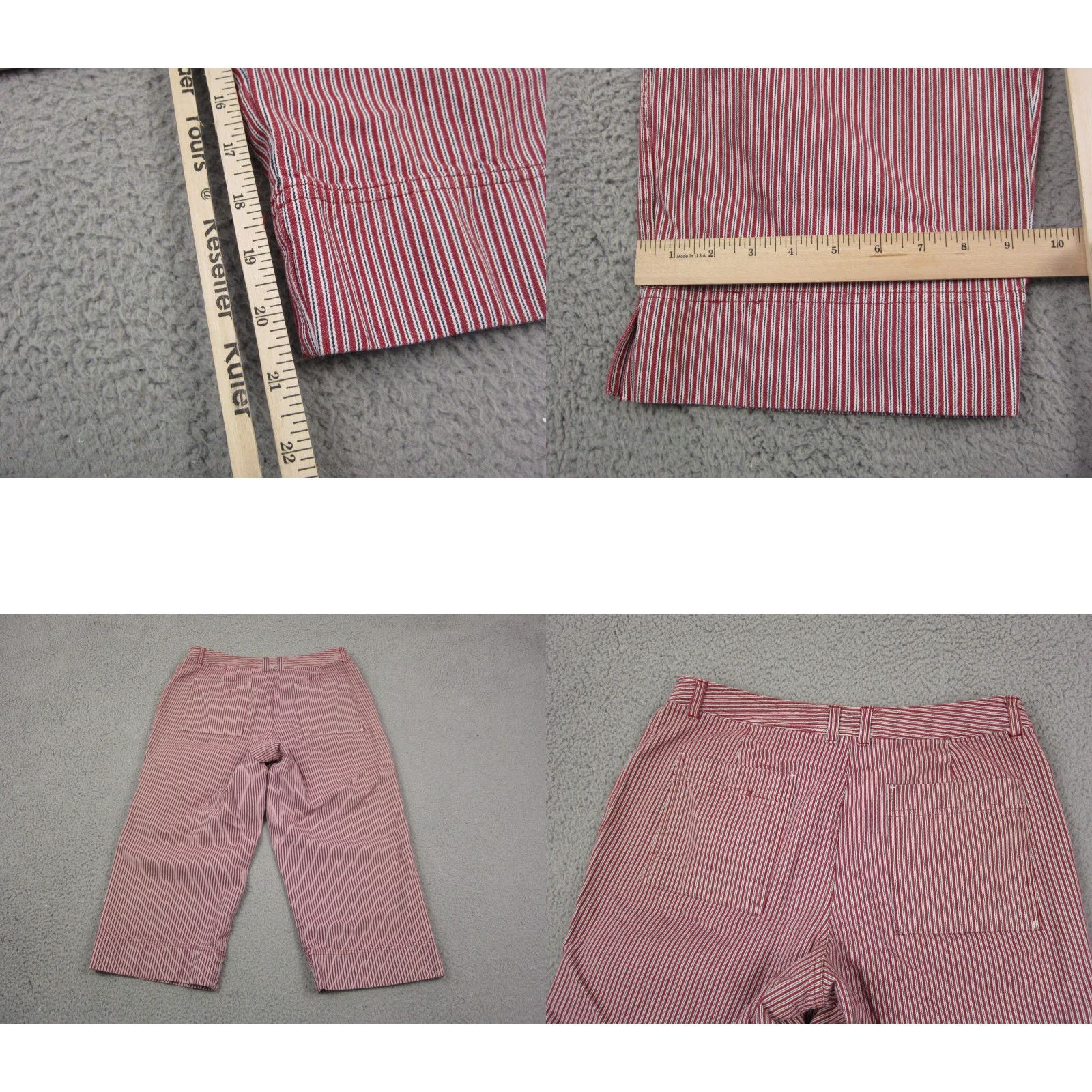 Lee VINTAGE Lee Pants Womens 14 Red Striped Cropped Riveted Talon Zip 80s Drawstring Size 36" / US 14 / IT 50 - 9 Thumbnail