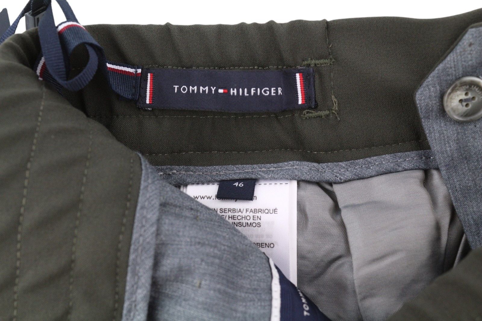 Tommy Hilfiger THFLEX W31 Khaki Plain Pleated Trousers 84999 Size US 31 - 15 Thumbnail