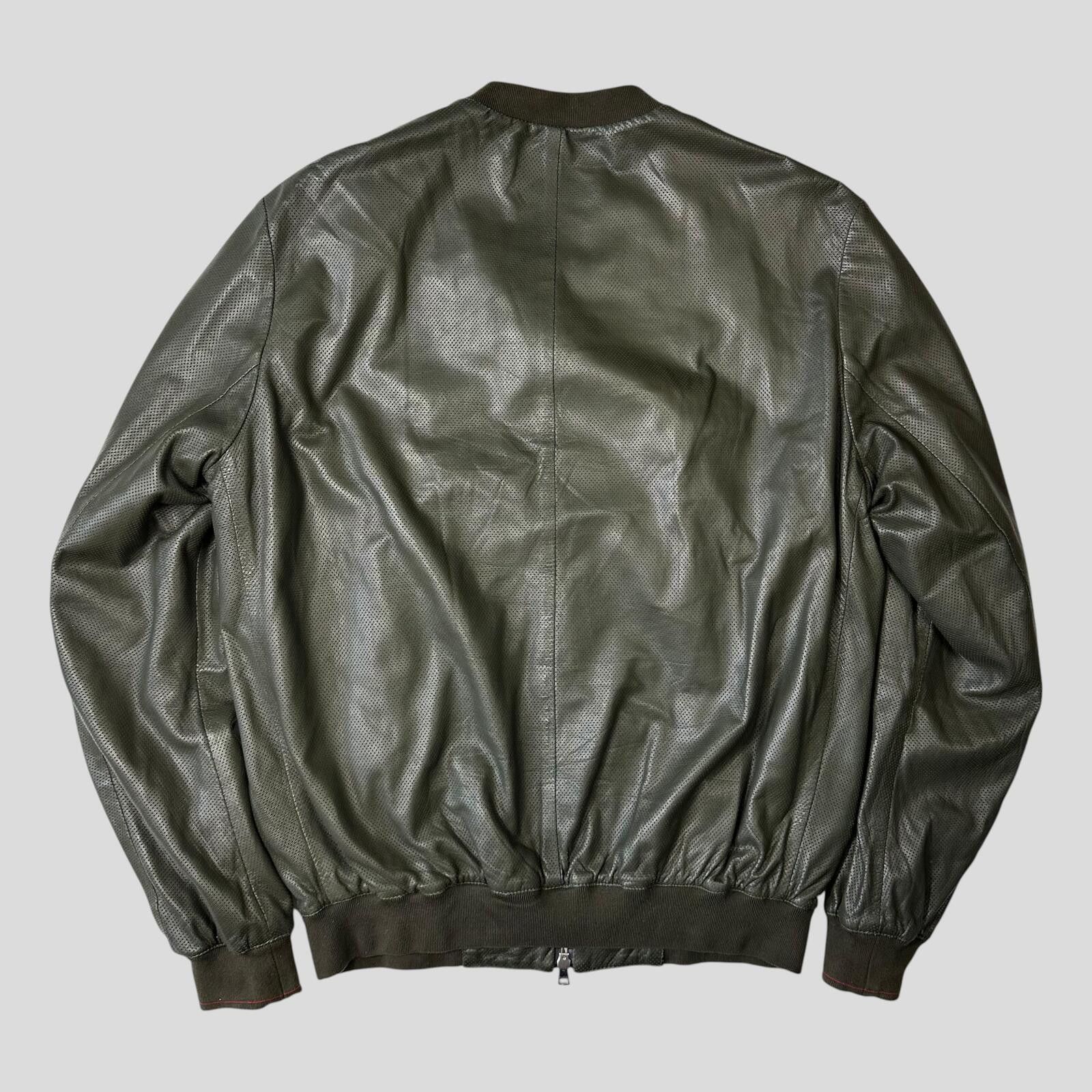 Gucci Gucci Tom Ford 00’s Perforated Nappa Leather Green Bomber L Size US L / EU 52-54 / 3 - 4 Thumbnail