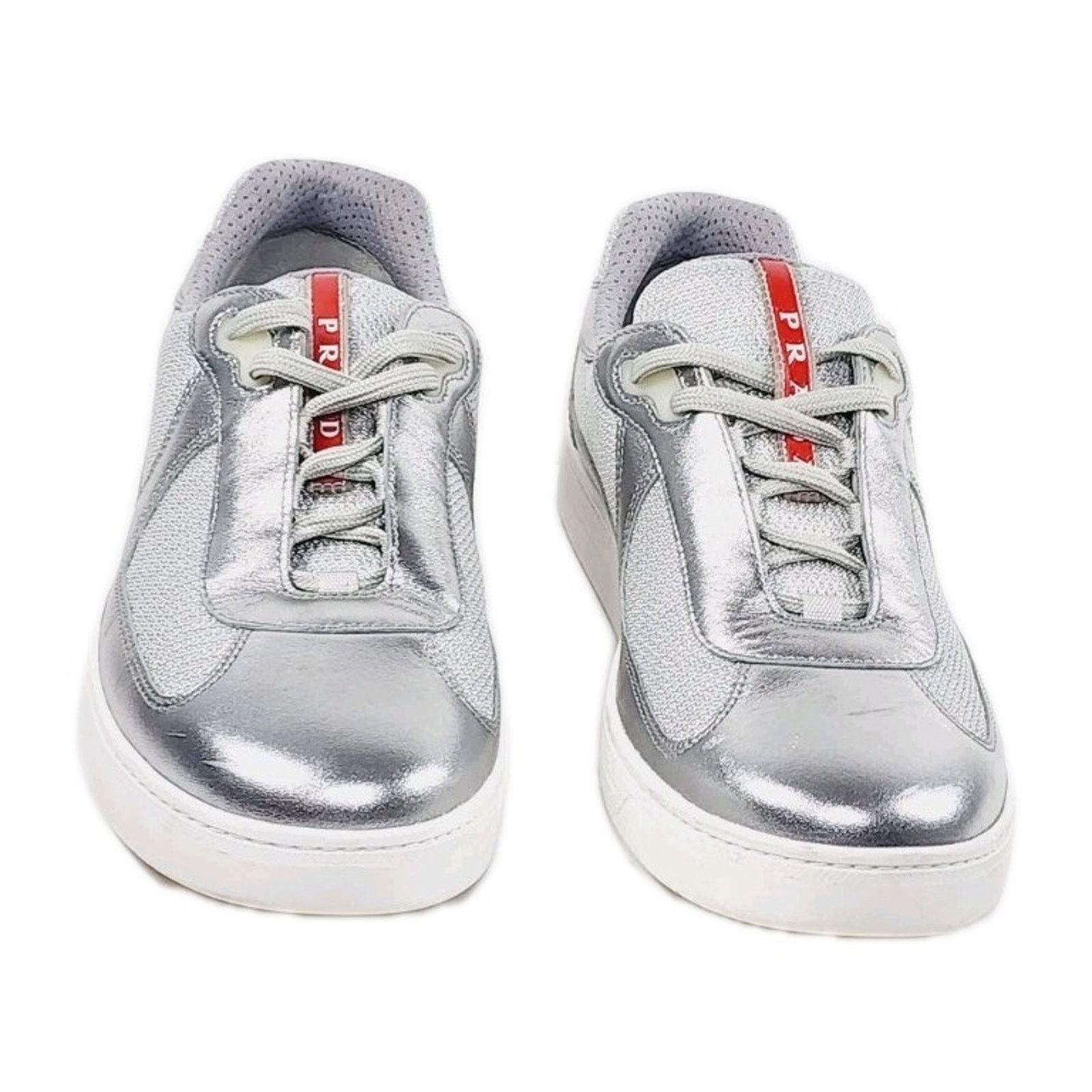 Prada Prada America's Cup Men US8 White Patent Leather Red Silver Size US 8 / EU 41 - 5 Thumbnail
