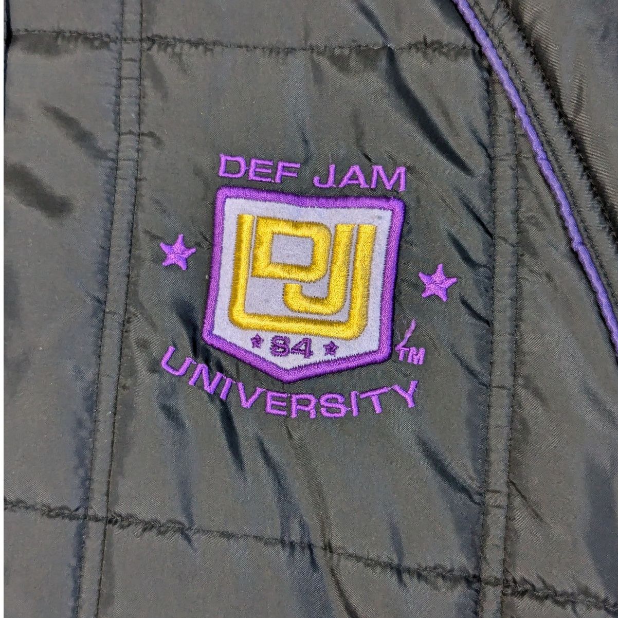 Vintage Vintage Def Jam University Puffer Coat Black Hip Hop MTV 90s Size M / US 6-8 / IT 42-44 - 3 Thumbnail