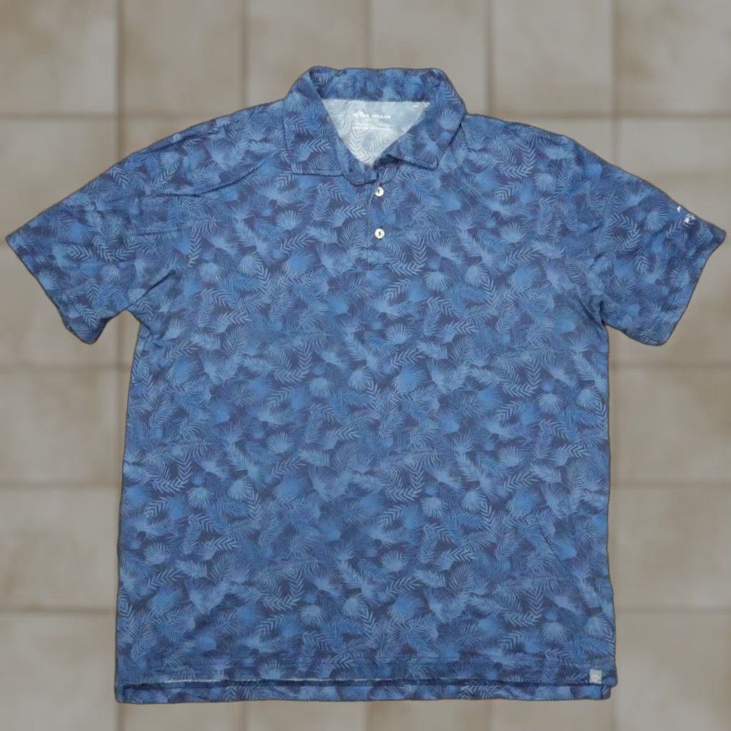 Peter Millar Peter Millar Performance Polo Shirt Men's Large Blue Floral Short Sleeve Golf Casual Size US L / EU 52-54 / 3 - 1 Thumbnail
