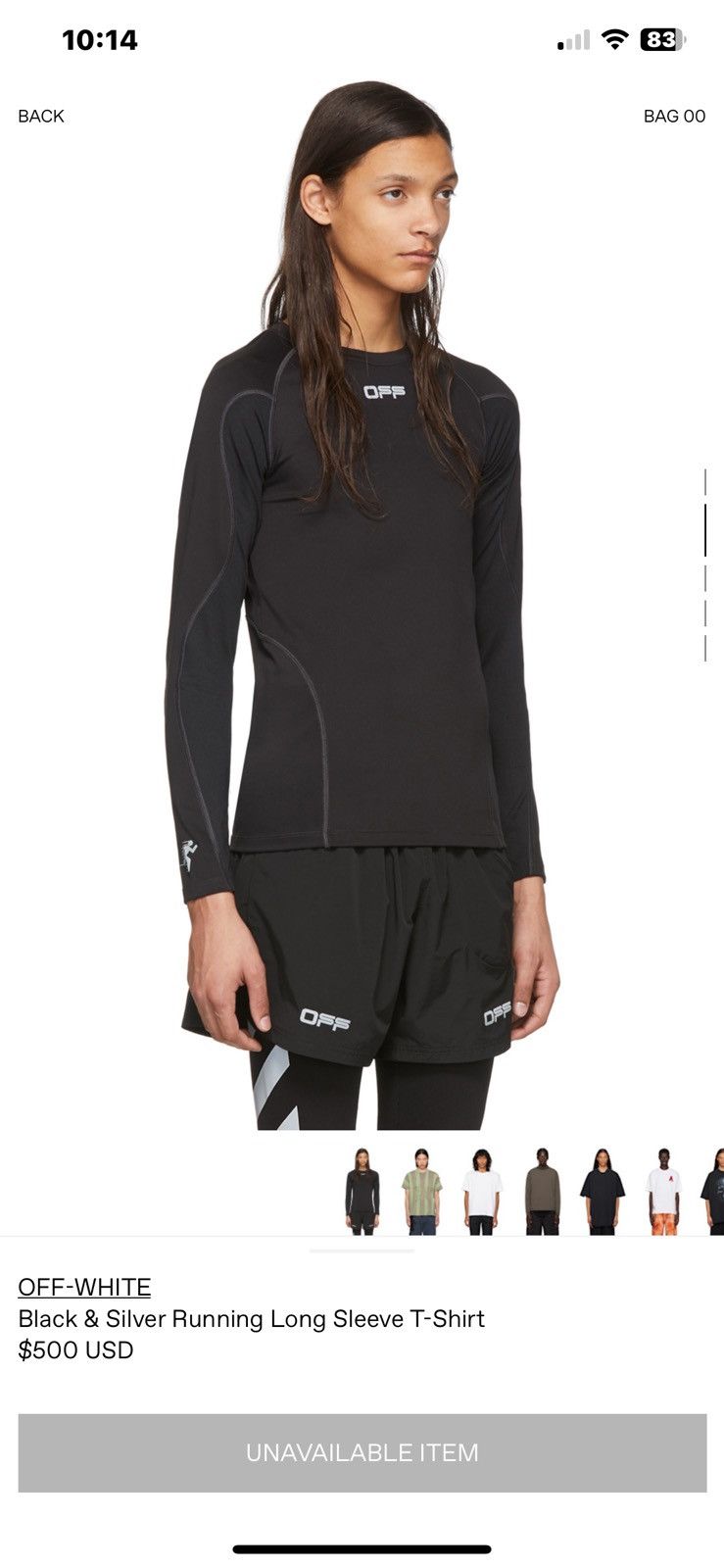 Off-White × Virgil Abloh Off-White Running L/S Tee Black Silver Size US M / EU 48-50 / 2 - 18 Thumbnail