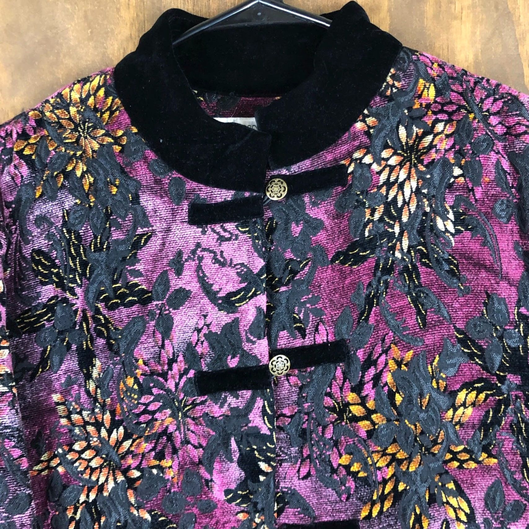 Vintage VINTAGE Wennas Womens Jacket Purple Chinese Style Jacquard Floral Boho 17 Size XXL / US 16-18 / IT 52-54 - 2 Thumbnail