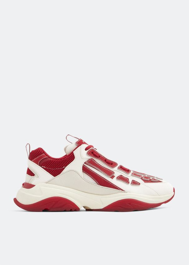Amiri oc11z0225 Bone Runner Low-Top Sneakers in White/Red Size US 9 / EU 42 - 1 Thumbnail