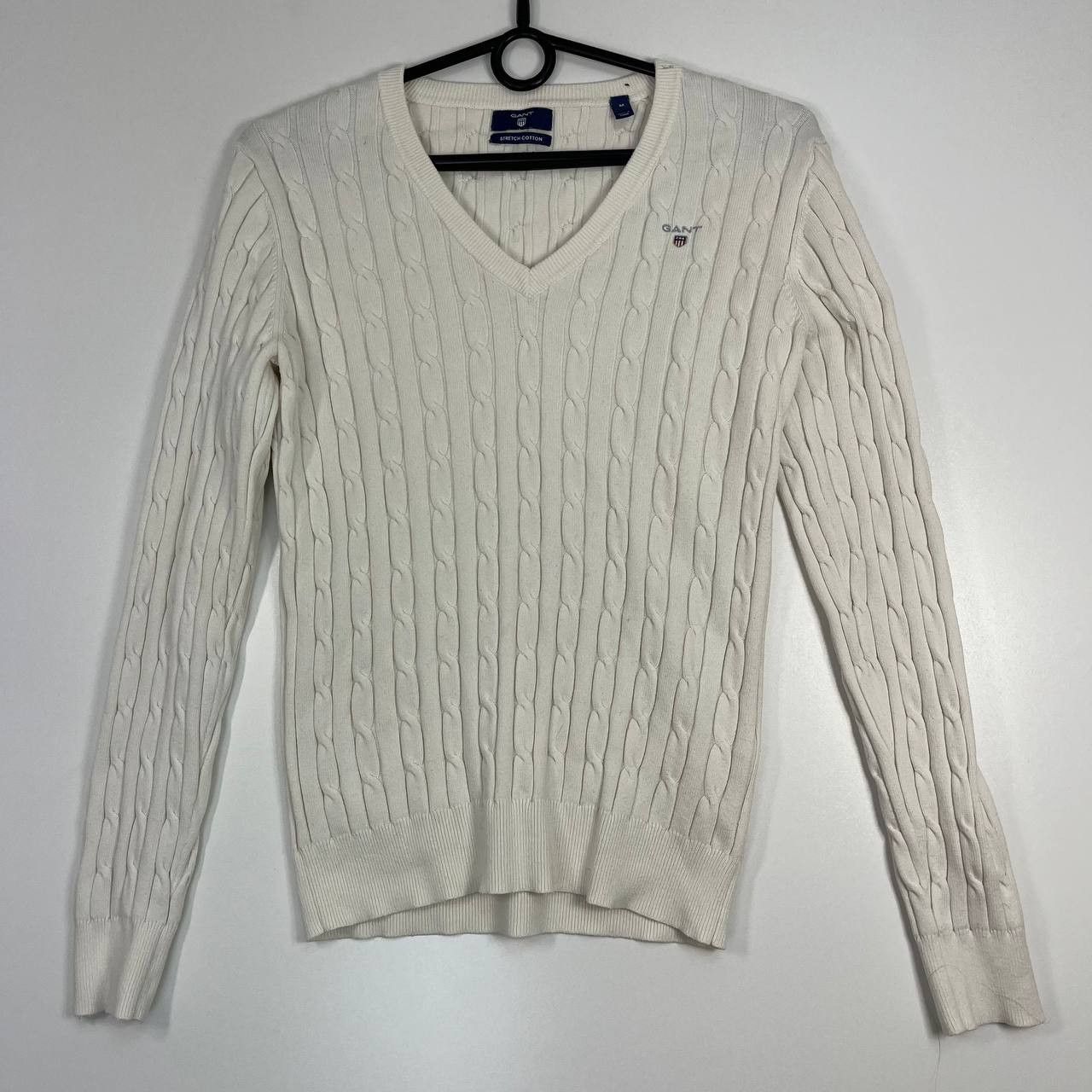 Gant Gant Cable Knit V Neck Sweater Cream Mens Size M Size US M / EU 48-50 / 2 - 1 Thumbnail
