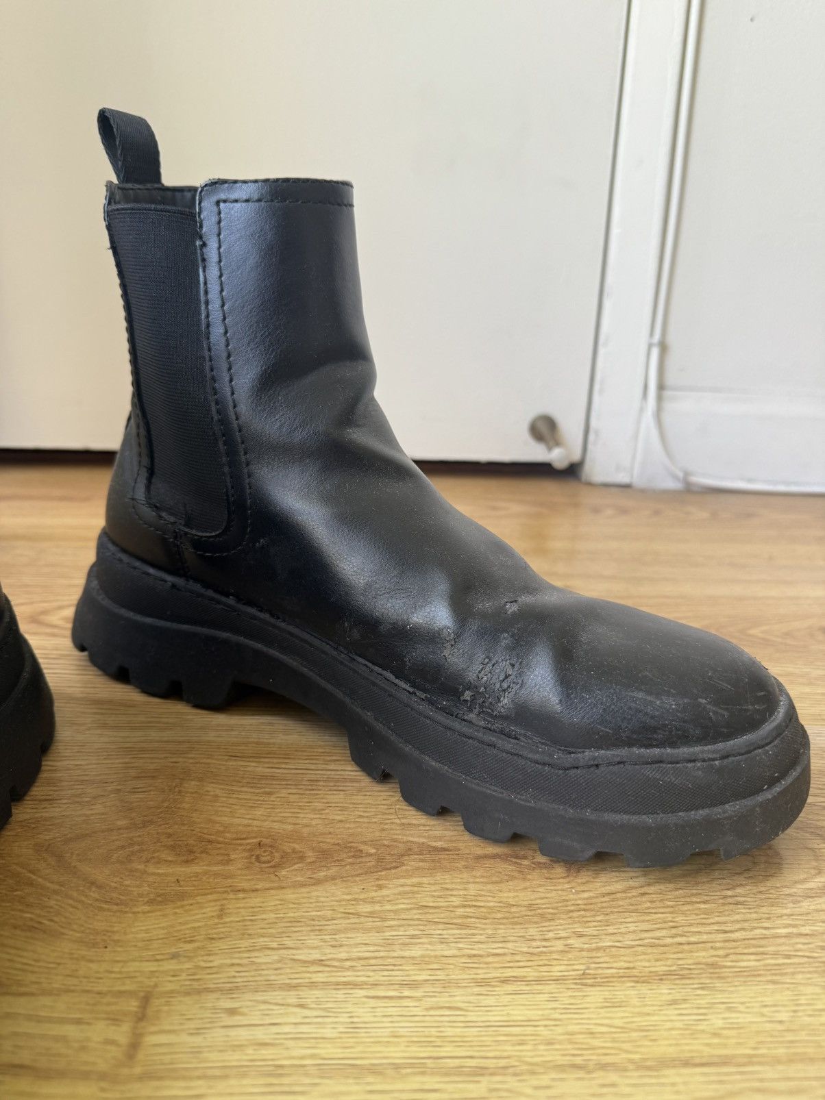 Zara Black Bulldozer/Chelsea Ankle High Boots Size US 10 / EU 43 - 4 Thumbnail