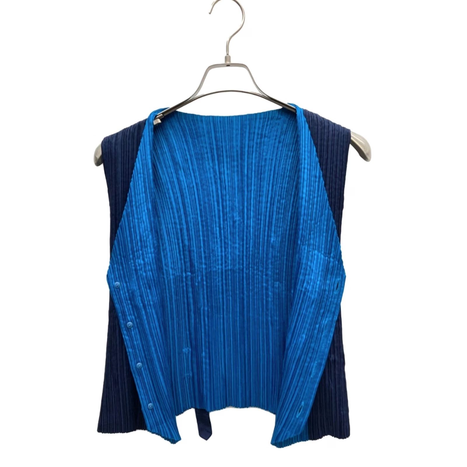 Issey Miyake ISSEY MIYAKE Men's Vest Size M Blue x Navy Polyester Casual USED Size US M / EU 48-50 / 2 - 2 Thumbnail