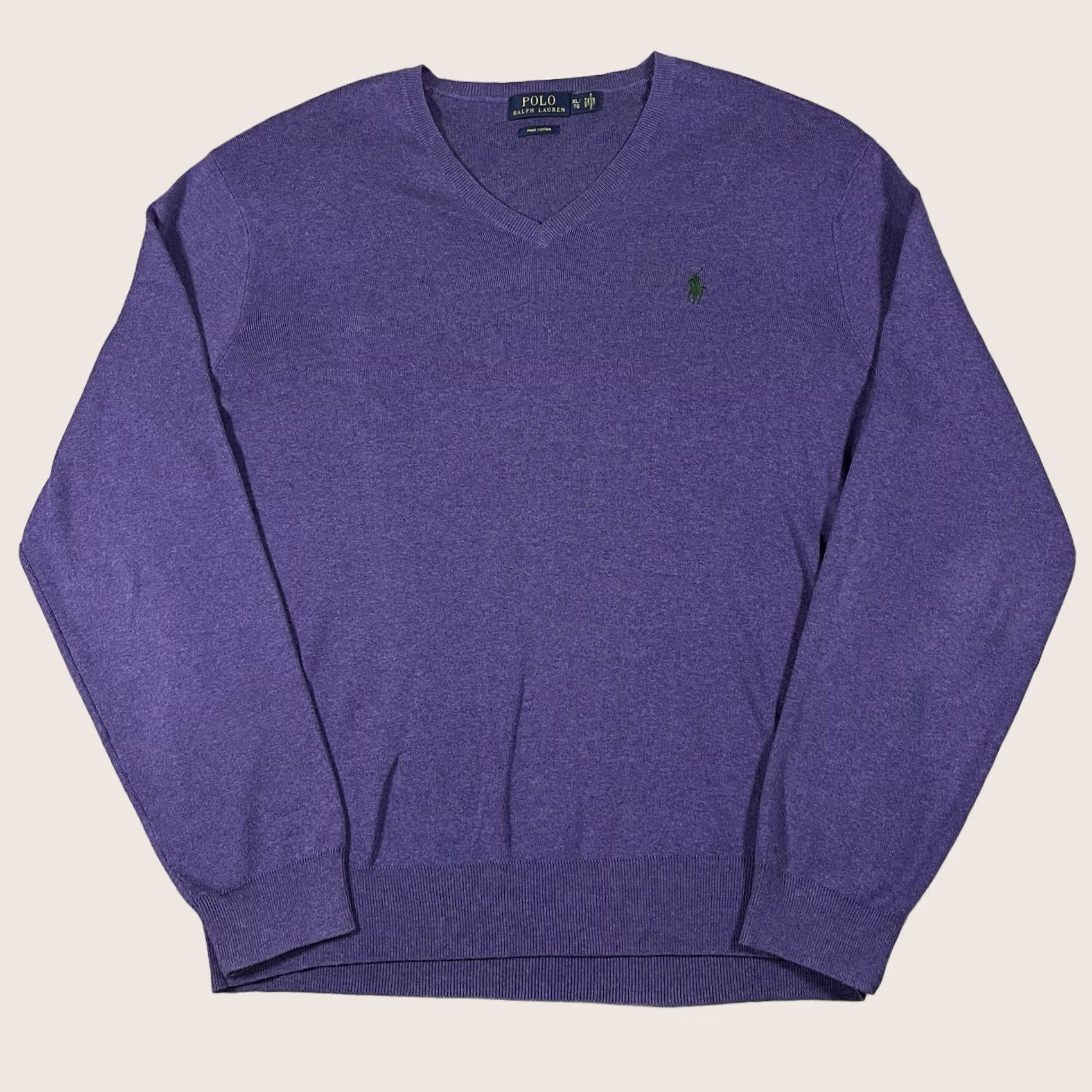 Polo Ralph Lauren Polo Ralph Lauren Sweater Mens XL Purple V-Neck Long Sleeve Knit Pullover Preppy Classic Colorful Retro Size US XL / EU 56 / 4 - 1 Thumbnail