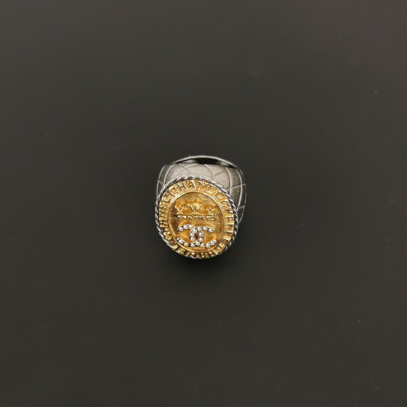 Chanel Chanel Crystal Double C Logo Ring Size 13 -z2505 Size ONE SIZE - 6 Thumbnail