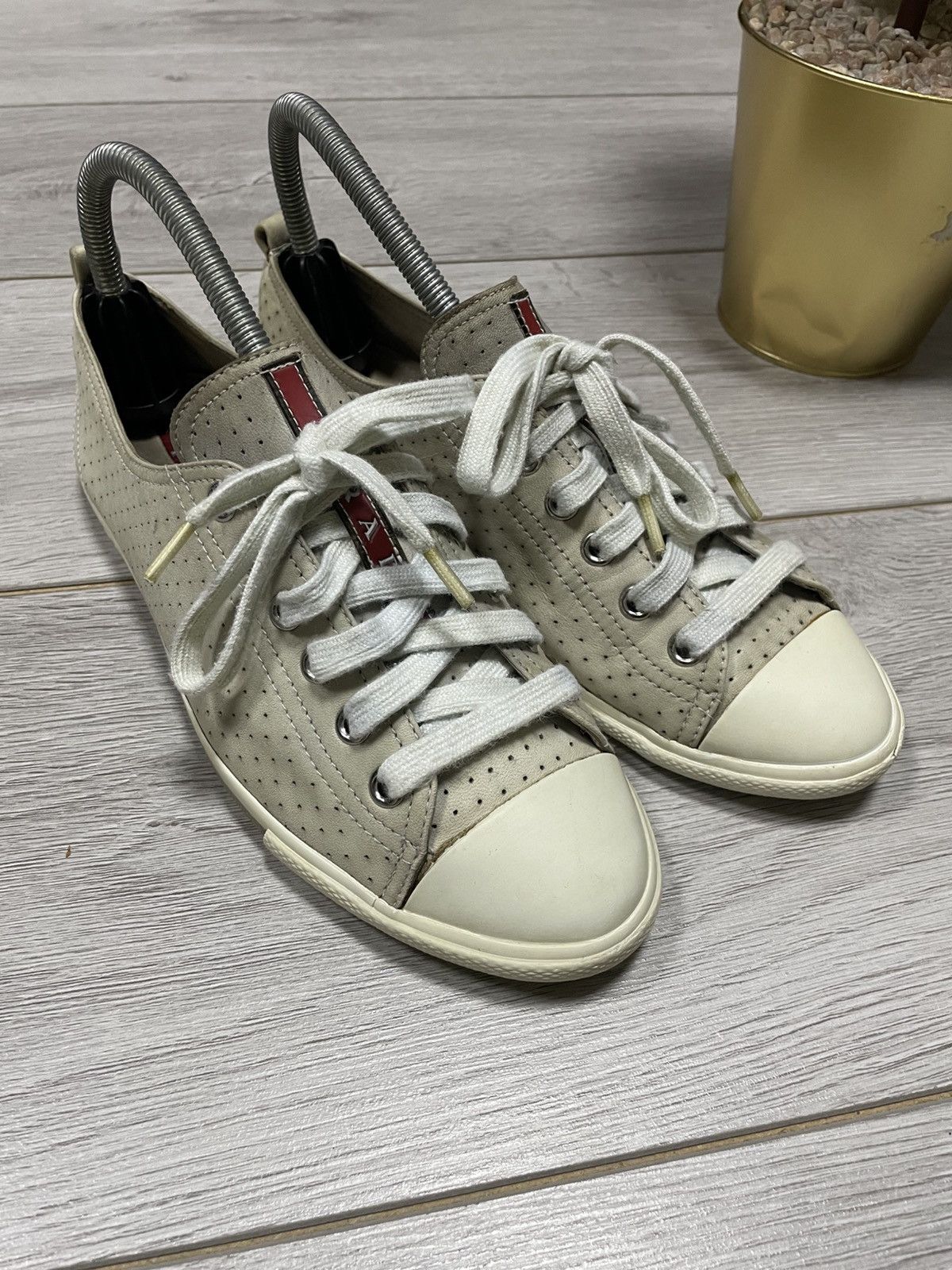 Prada Prada red tab vintage leather sneakers Size US 8 / IT 38 - 3 Thumbnail