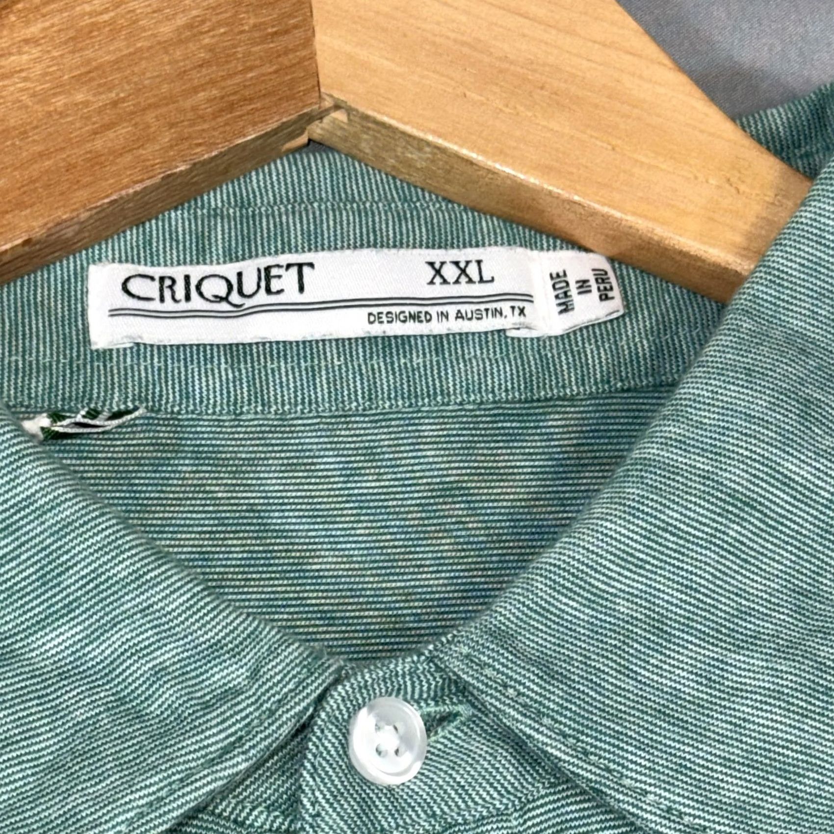 Vintage Criquet Polo Shirt Mens 2XL Green Heathered Organic Cotton Golf Casual Austin Size US XXL / EU 58 / 5 - 4 Thumbnail