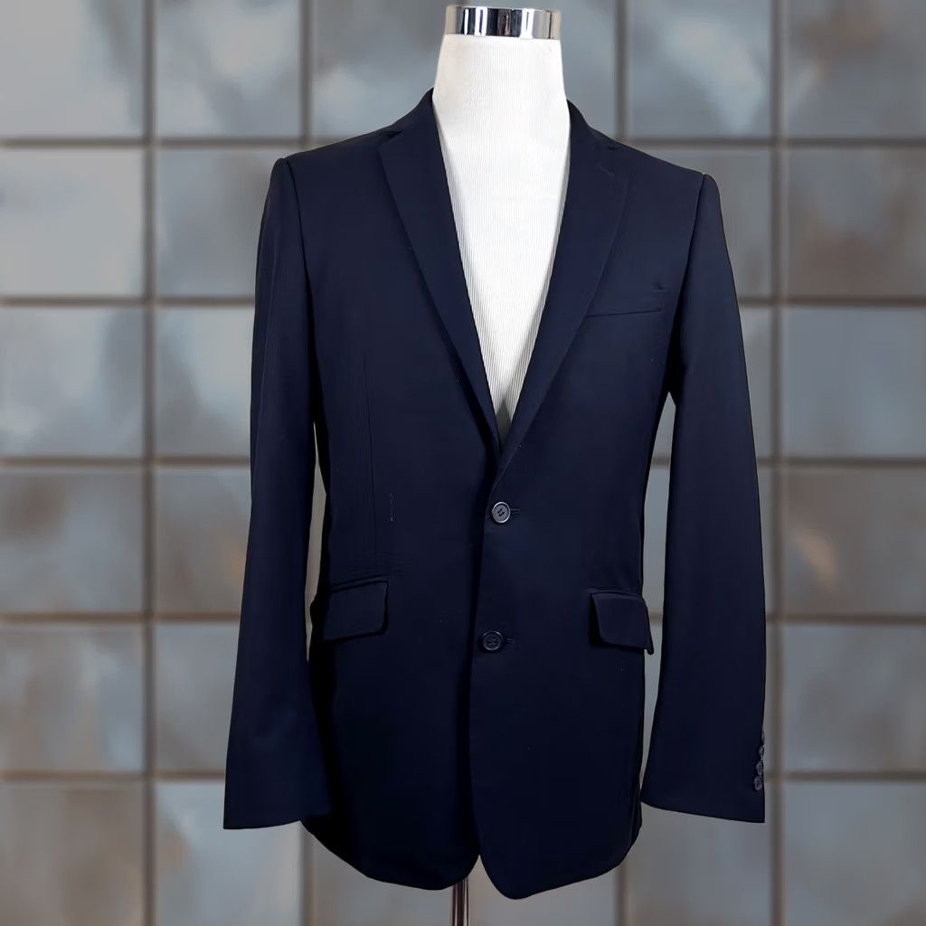 Doublet Combatant Gentlemen Sport Coat 40L 100% Wool Navy Blue Two Button Double Vented Size US XXS / EU 40 - 1 Thumbnail