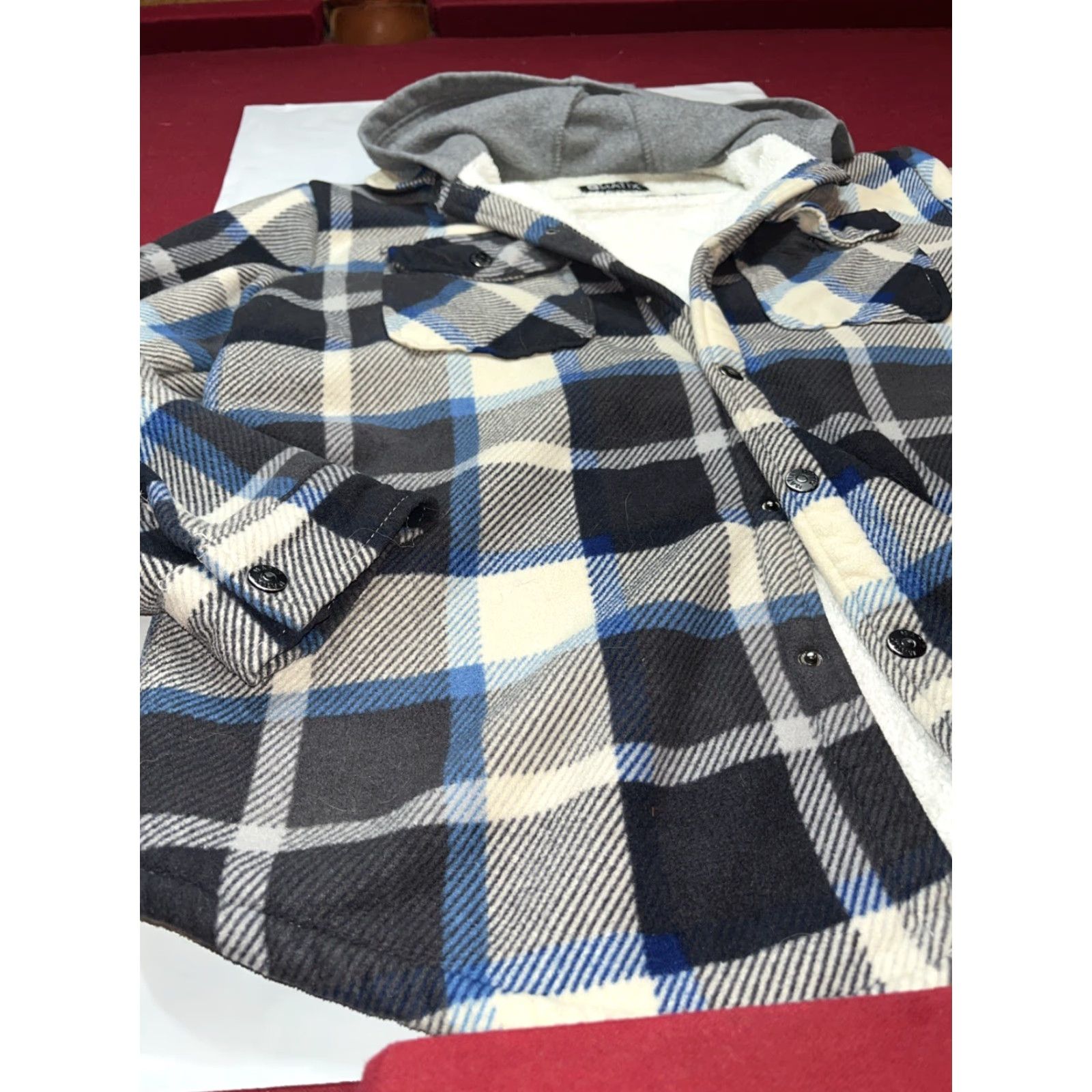 Vintage Matix Shirt Jacket Hooded Lined Plaid Sherpa Gray Hoodie Mens M Size US M / EU 48-50 / 2 - 3 Thumbnail