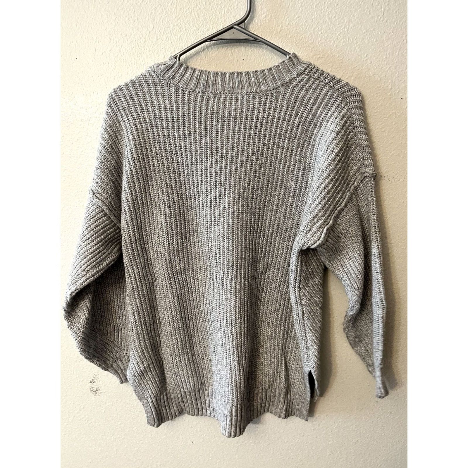 American Eagle Outfitters American Eagle Outfitters Small Gray Long Sleeve Sweatshirt Crew Women Cotton Blend Size S / US 4 / IT 40 - 3 Thumbnail