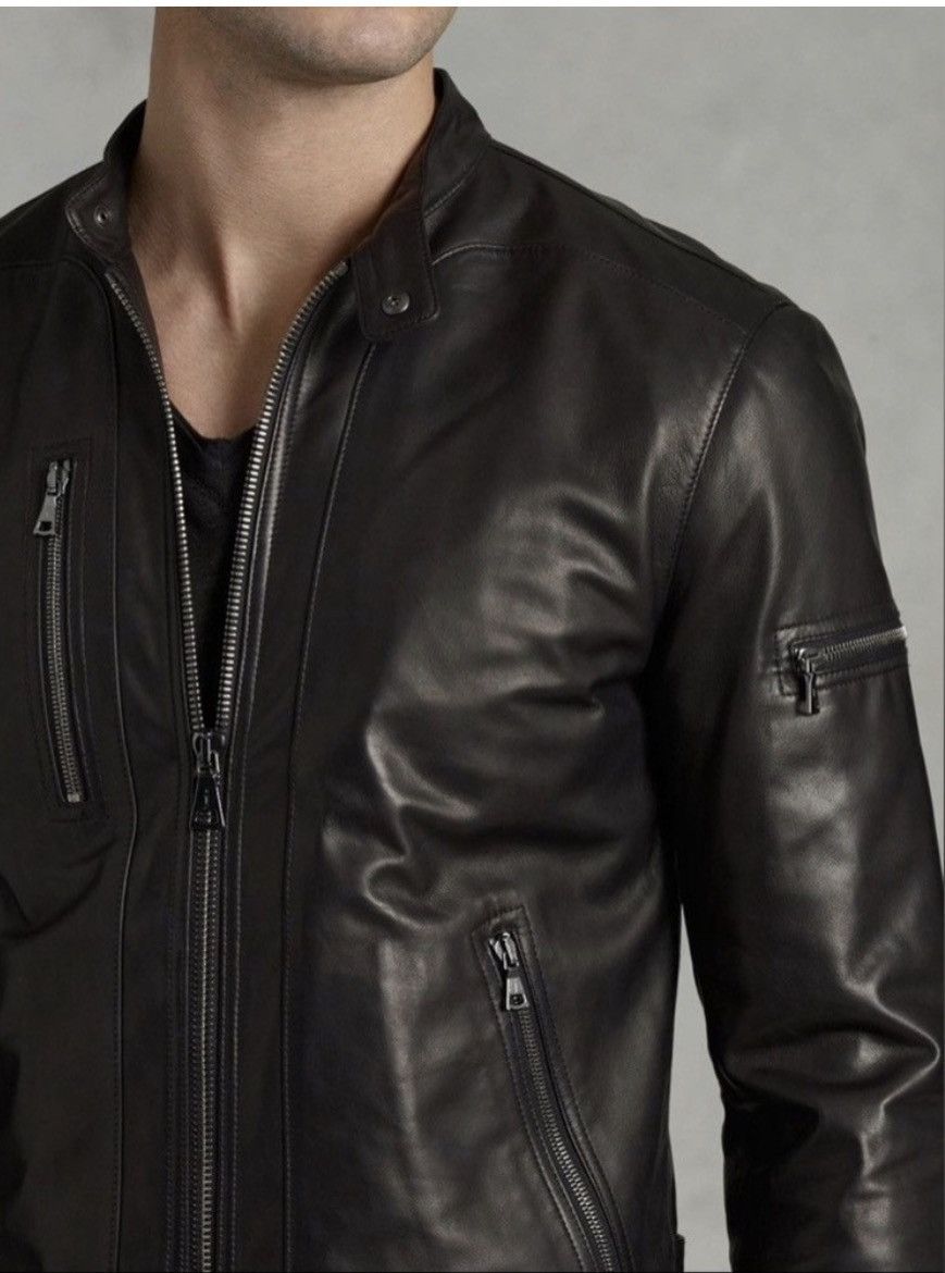 John Varvatos Lambskin Leather Moto Jacket EU 54 USA 44 Size US L / EU 52-54 / 3 - 3 Thumbnail
