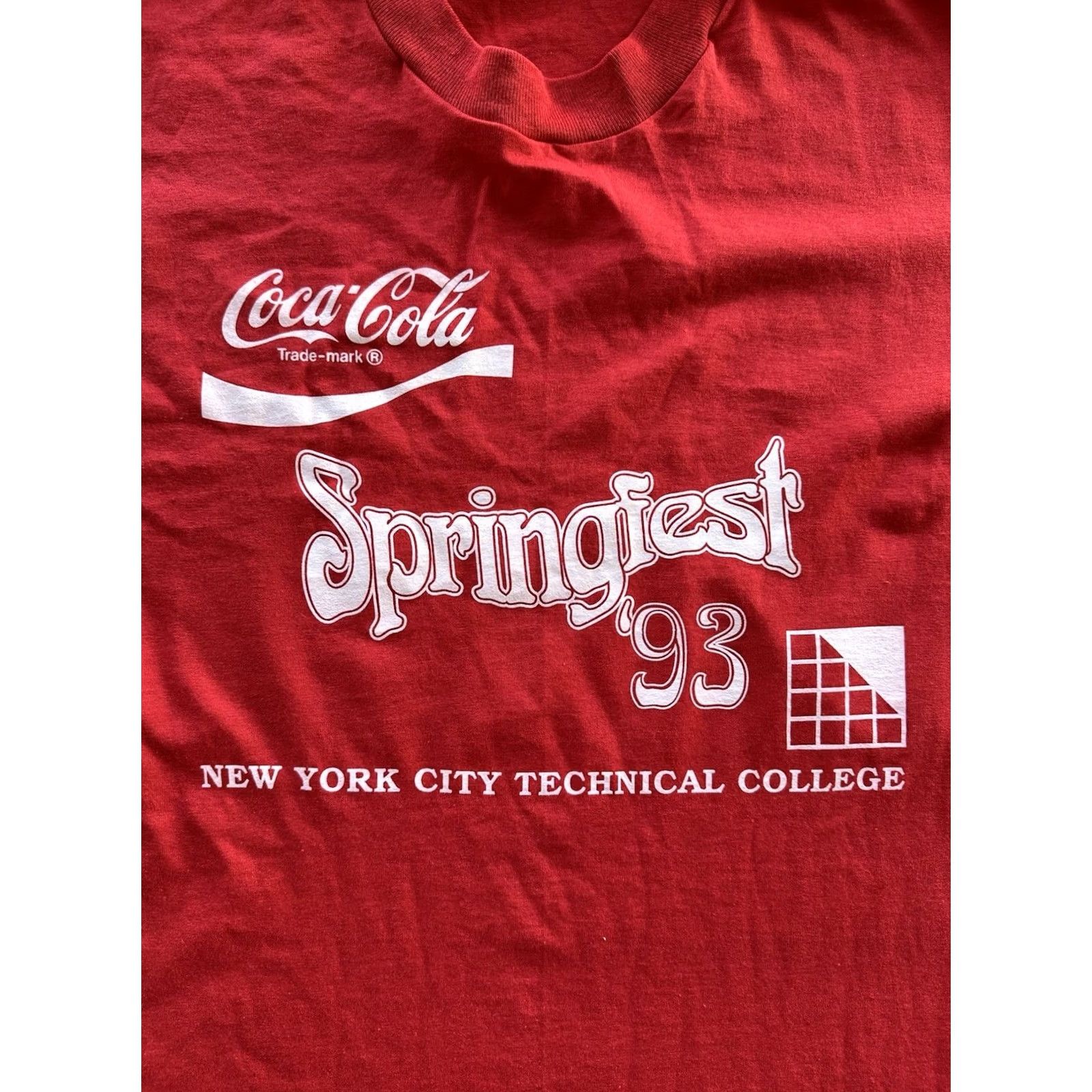 Vintage VINTAGE 90s Single Stitch Coca Cola Graphic Tee XL Red Men T-Shirt Spring Fest 93’ New York Tech Shirt Size ONE SIZE - 2 Thumbnail
